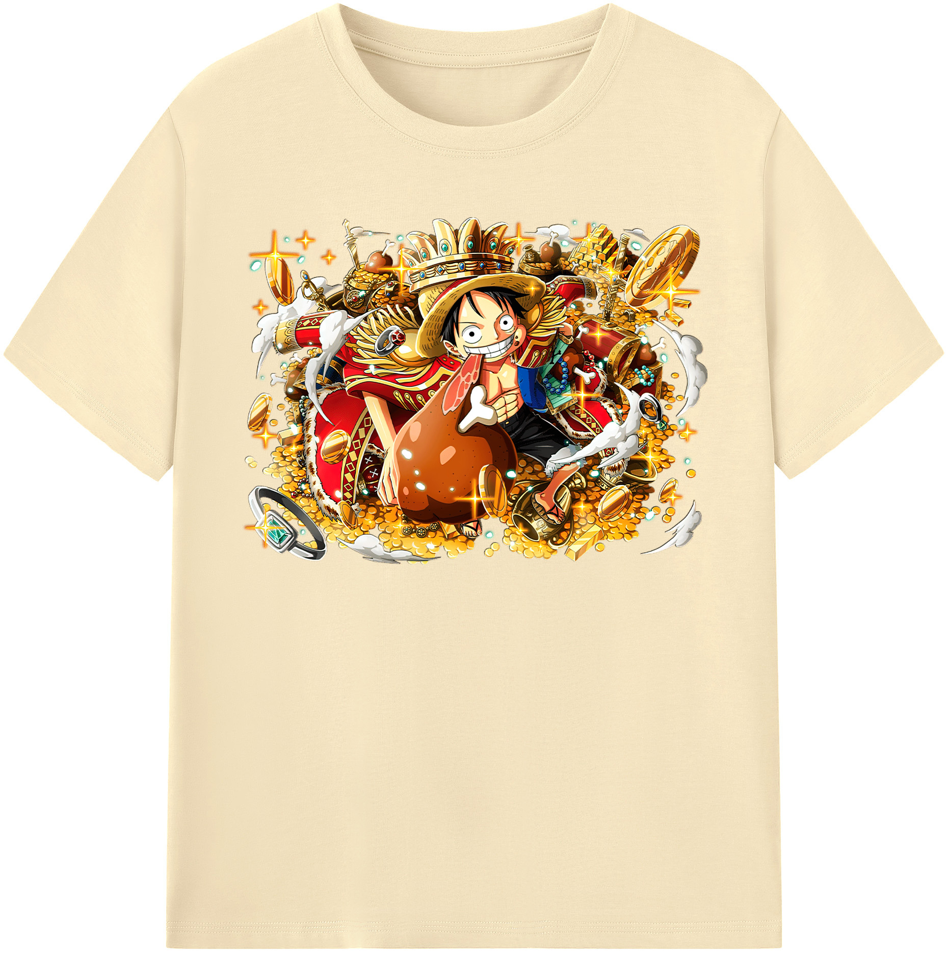 ワンピース モンキー・D・ルフィ ONE PIECE Monkey D. Luffy 綿100％半袖Tシャツ（フロントプリント）