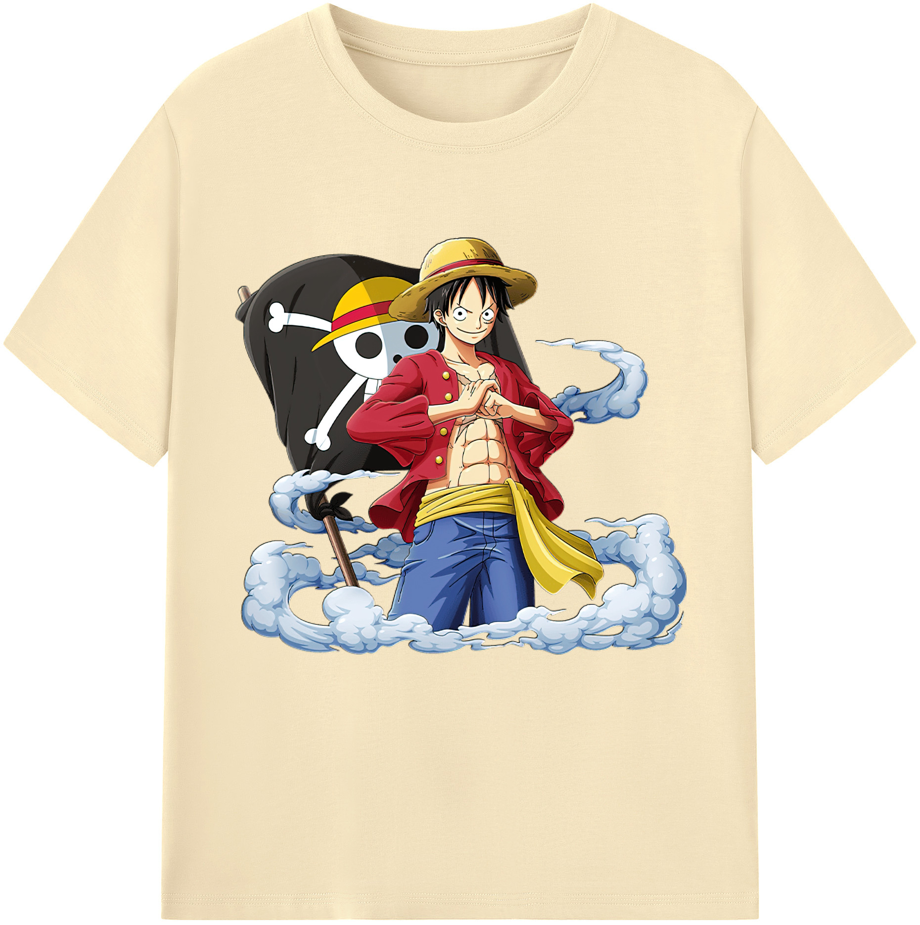 ワンピース モンキー・D・ルフィ ONE PIECE Monkey D. Luffy 綿100％半袖Tシャツ（フロントプリント）