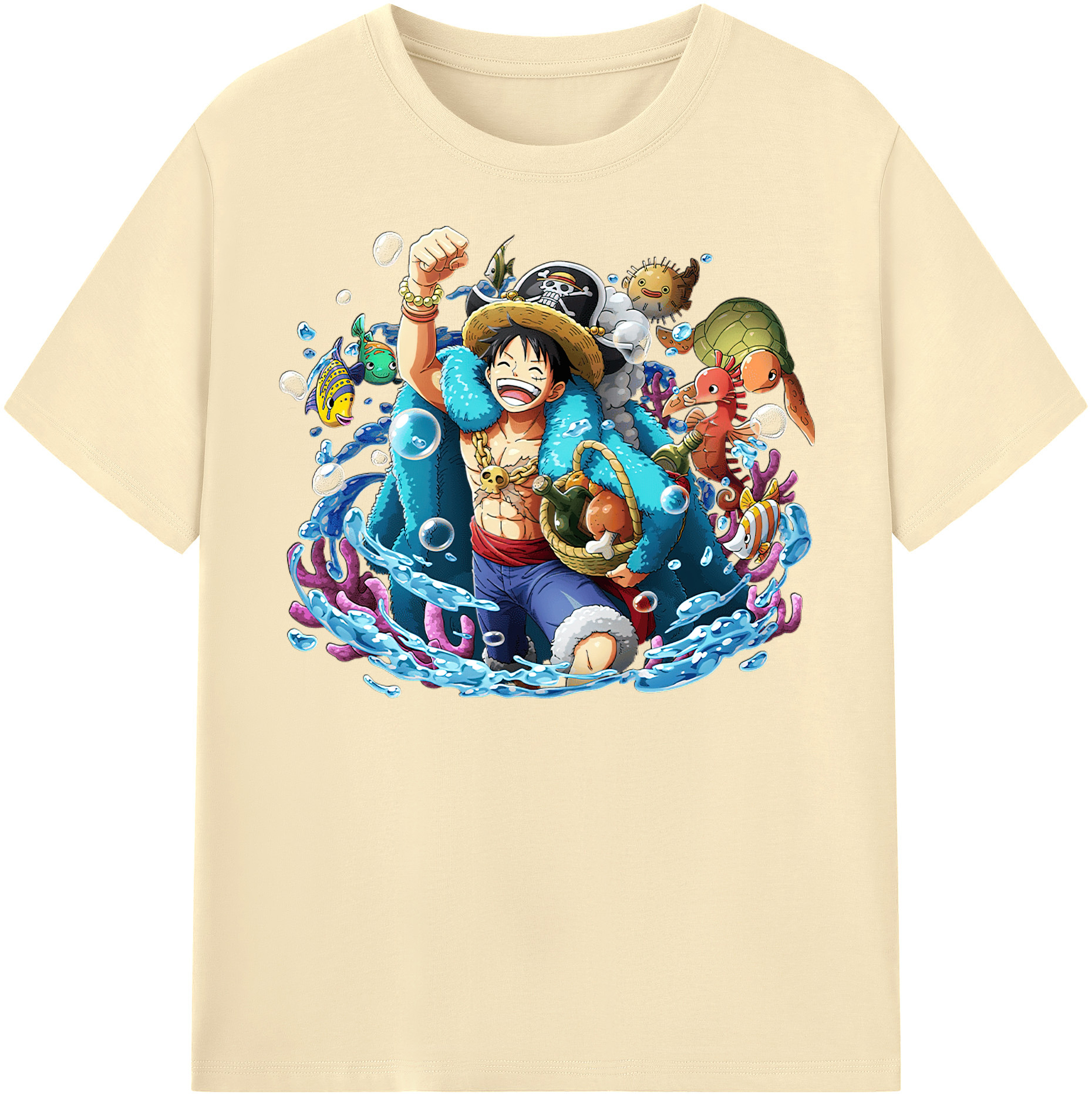 ワンピース モンキー・D・ルフィ ONE PIECE Monkey D. Luffy 綿100％半袖Tシャツ（フロントプリント）