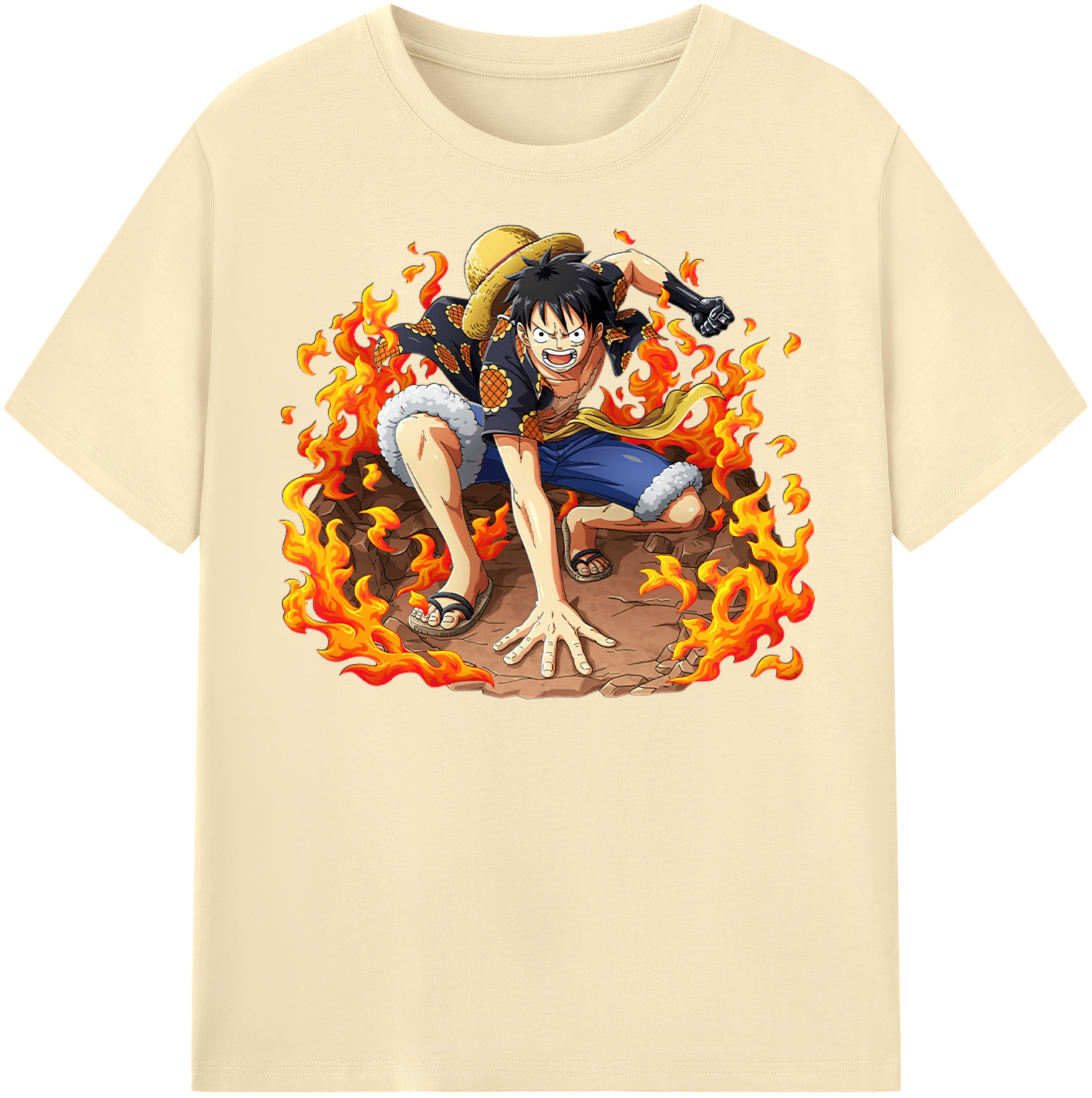ワンピース モンキー・D・ルフィ ONE PIECE Monkey D. Luffy 綿100％半袖Tシャツ（フロントプリント）