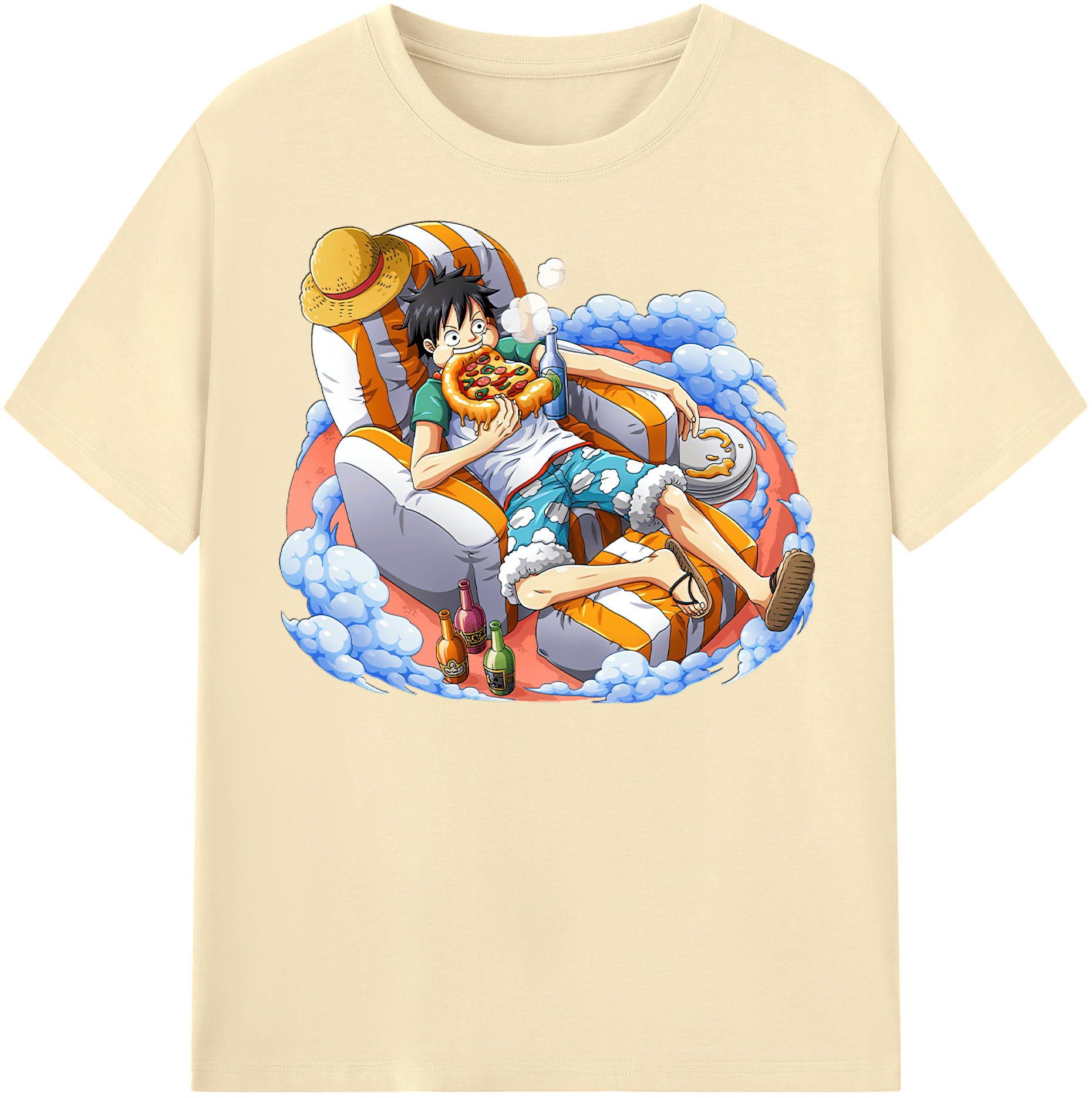 ワンピース モンキー・D・ルフィ ONE PIECE Monkey D. Luffy 綿100％半袖Tシャツ（フロントプリント）