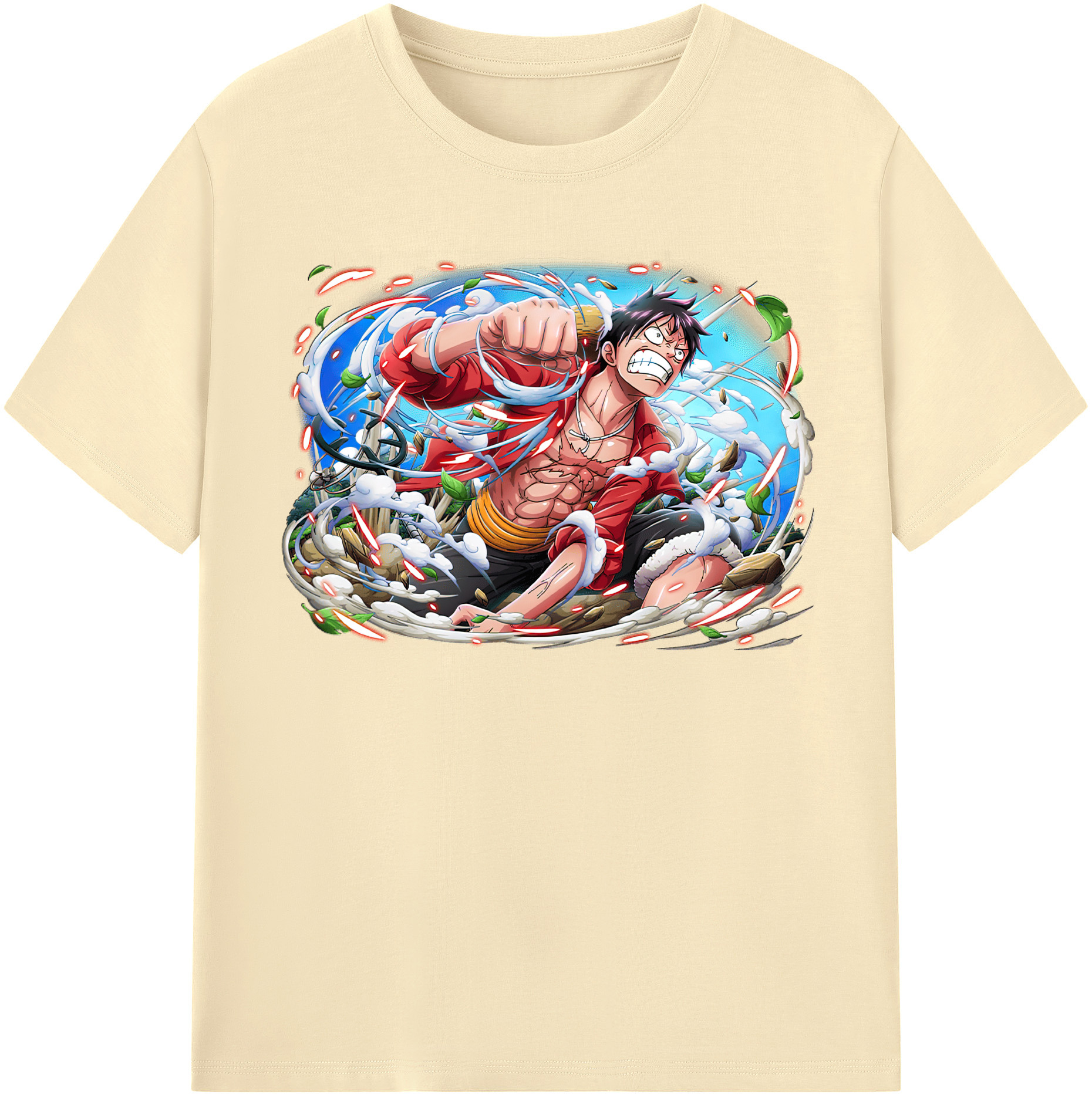 ワンピース モンキー・D・ルフィ ONE PIECE Monkey D. Luffy 綿100％半袖Tシャツ（フロントプリント）