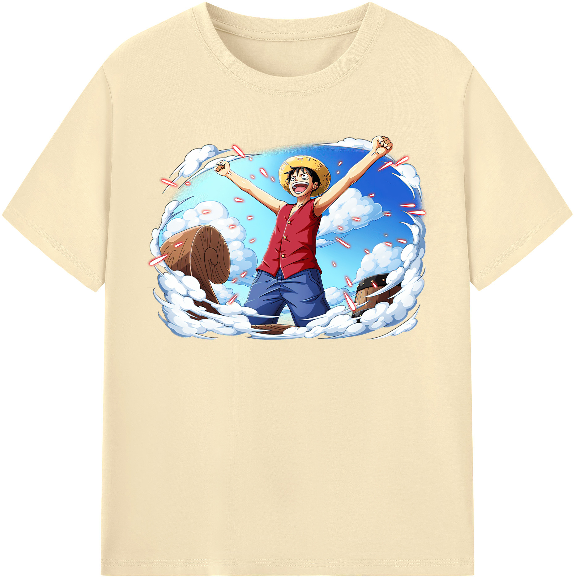 ワンピース モンキー・D・ルフィ ONE PIECE Monkey D. Luffy 綿100％半袖Tシャツ（フロントプリント）