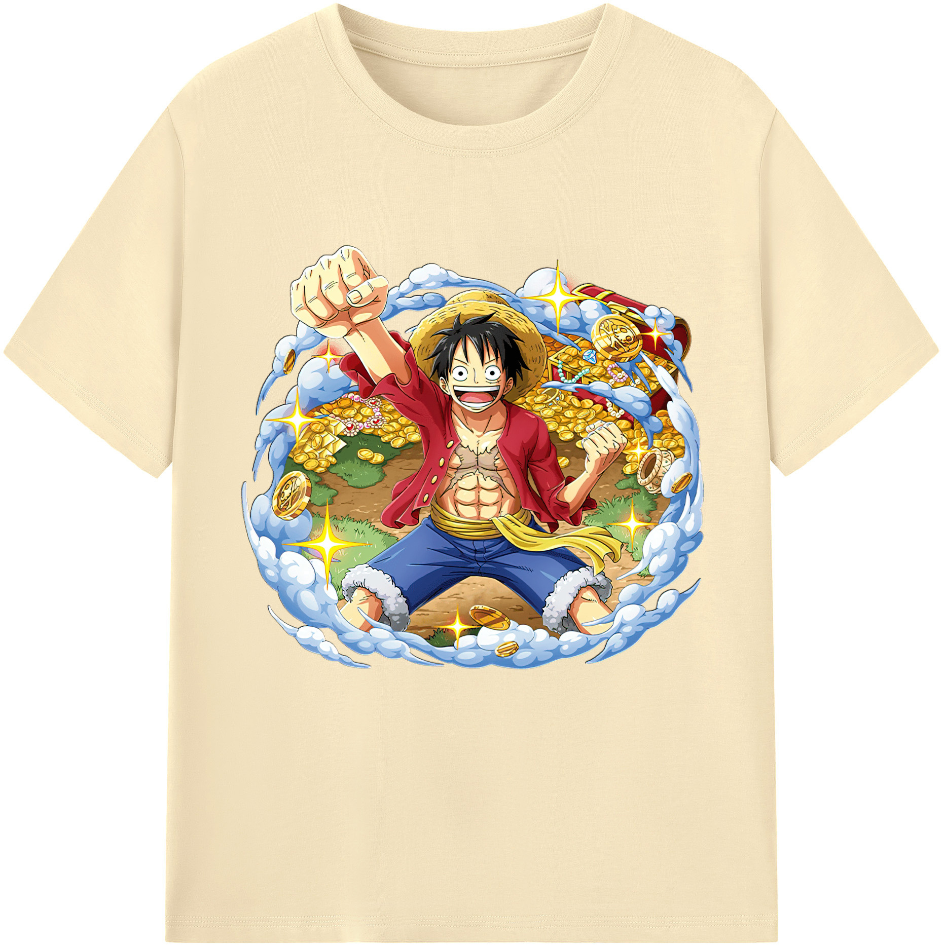 ワンピース モンキー・D・ルフィ ONE PIECE Monkey D. Luffy 綿100％半袖Tシャツ（フロントプリント）