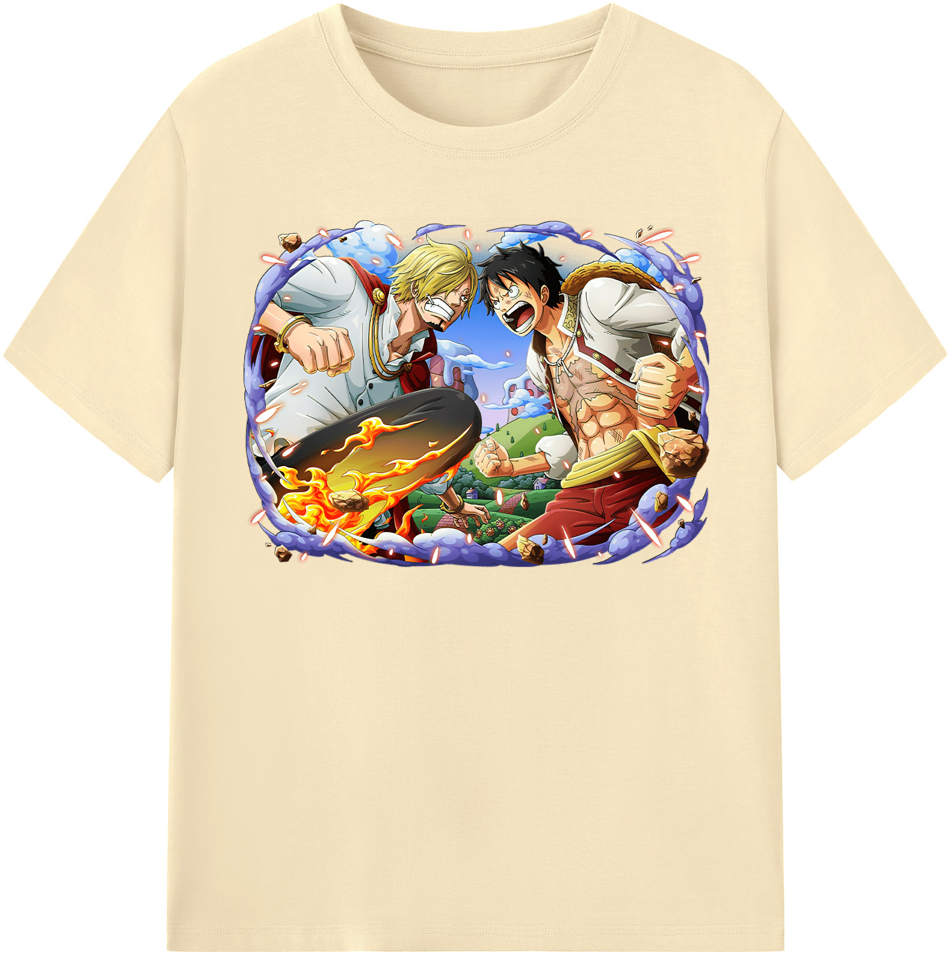 ワンピース モンキー・D・ルフィ ONE PIECE Monkey D. Luffy 綿100％半袖Tシャツ（フロントプリント）