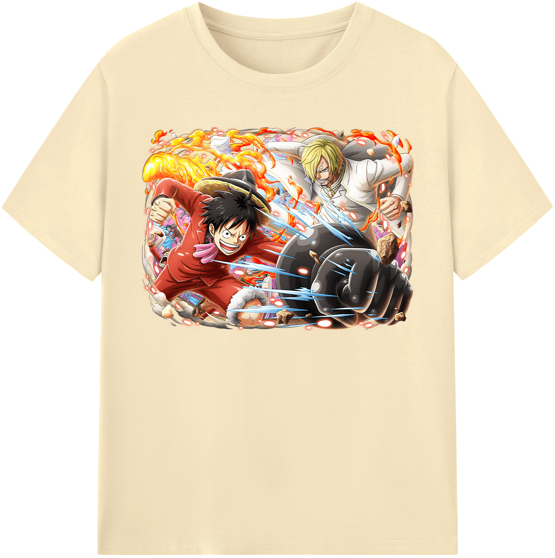 ワンピース モンキー・D・ルフィ ONE PIECE Monkey D. Luffy 綿100％半袖Tシャツ（フロントプリント）