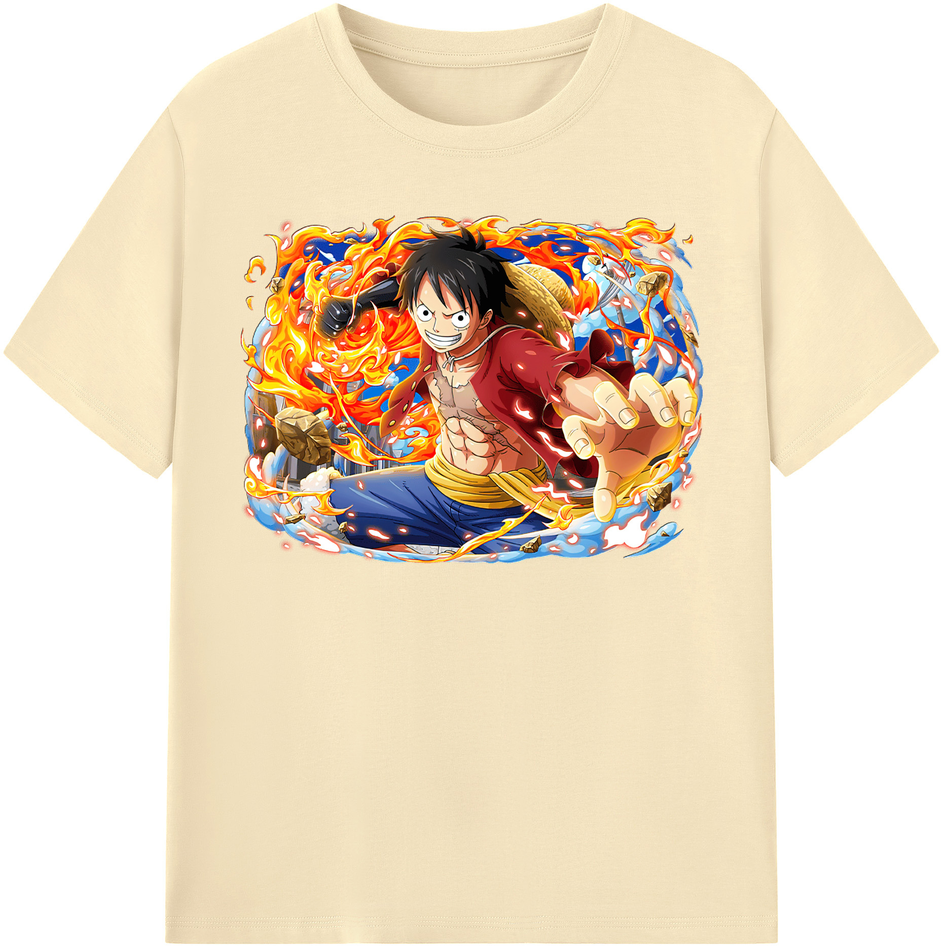 ワンピース モンキー・D・ルフィ ONE PIECE Monkey D. Luffy 綿100％半袖Tシャツ（フロントプリント）