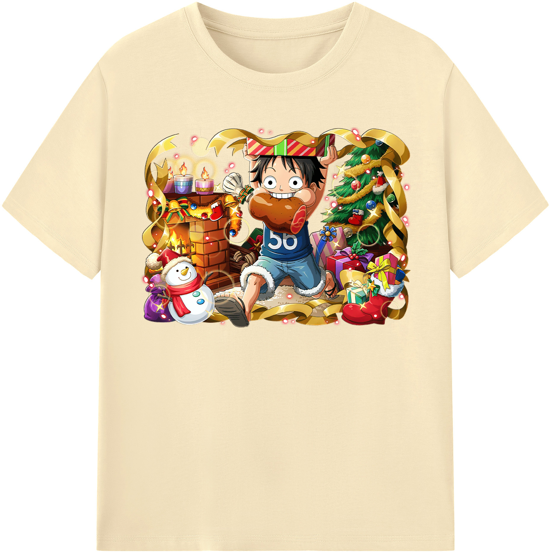 ワンピース モンキー・D・ルフィ ONE PIECE Monkey D. Luffy 綿100％半袖Tシャツ（フロントプリント）
