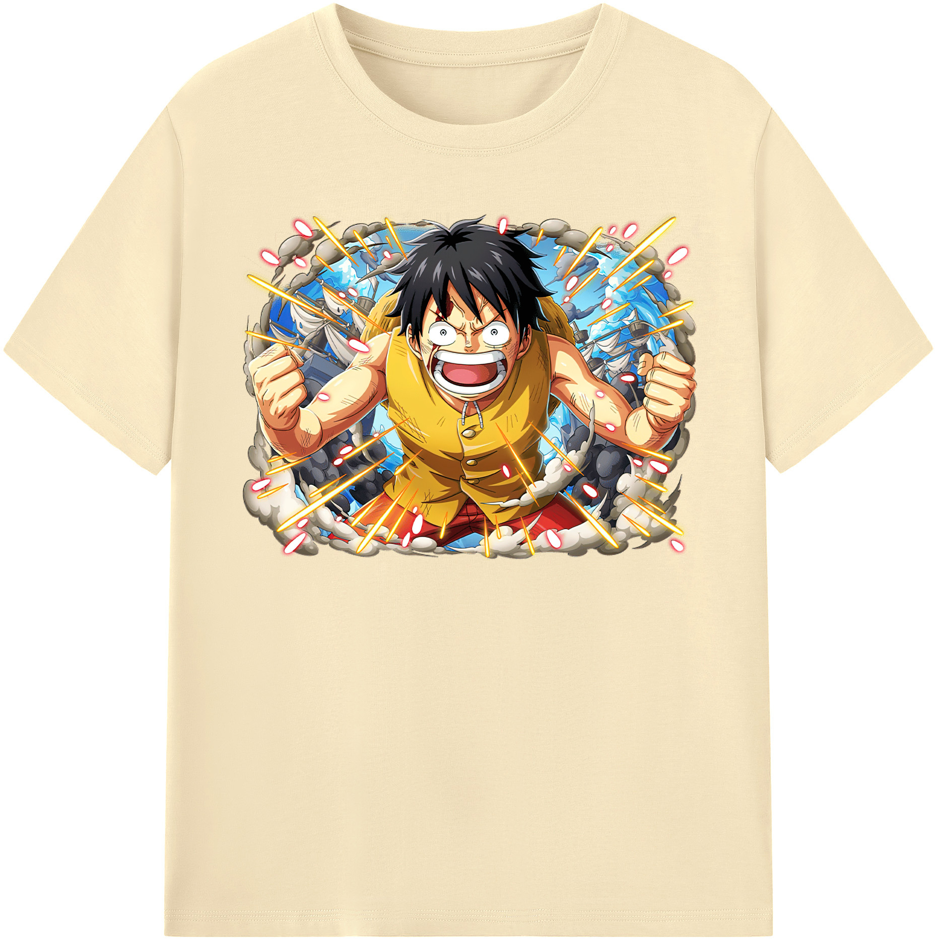 ワンピース モンキー・D・ルフィ ONE PIECE Monkey D. Luffy 綿100％半袖Tシャツ（フロントプリント）