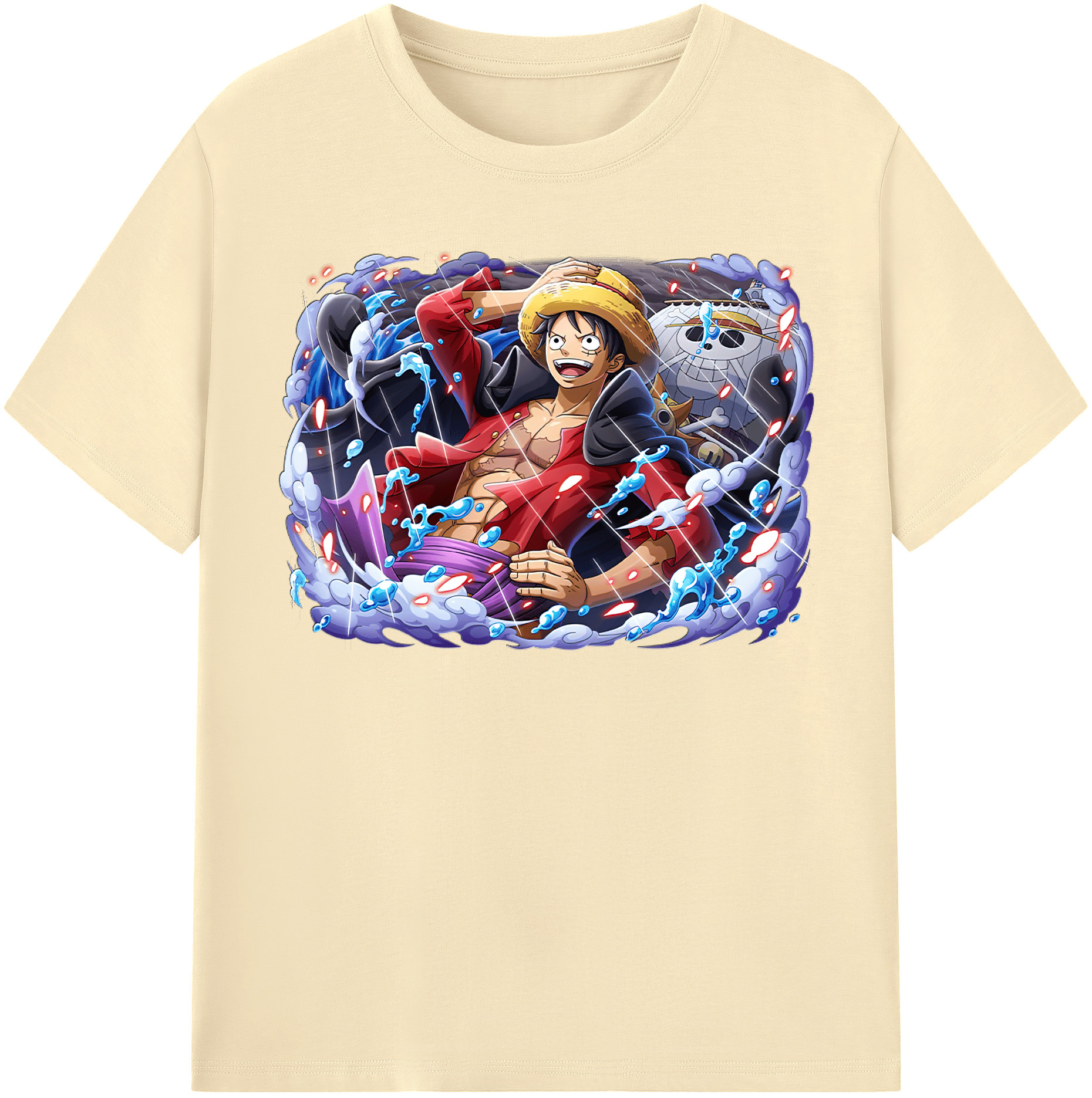 ワンピース モンキー・D・ルフィ ONE PIECE Monkey D. Luffy 綿100％半袖Tシャツ（フロントプリント）