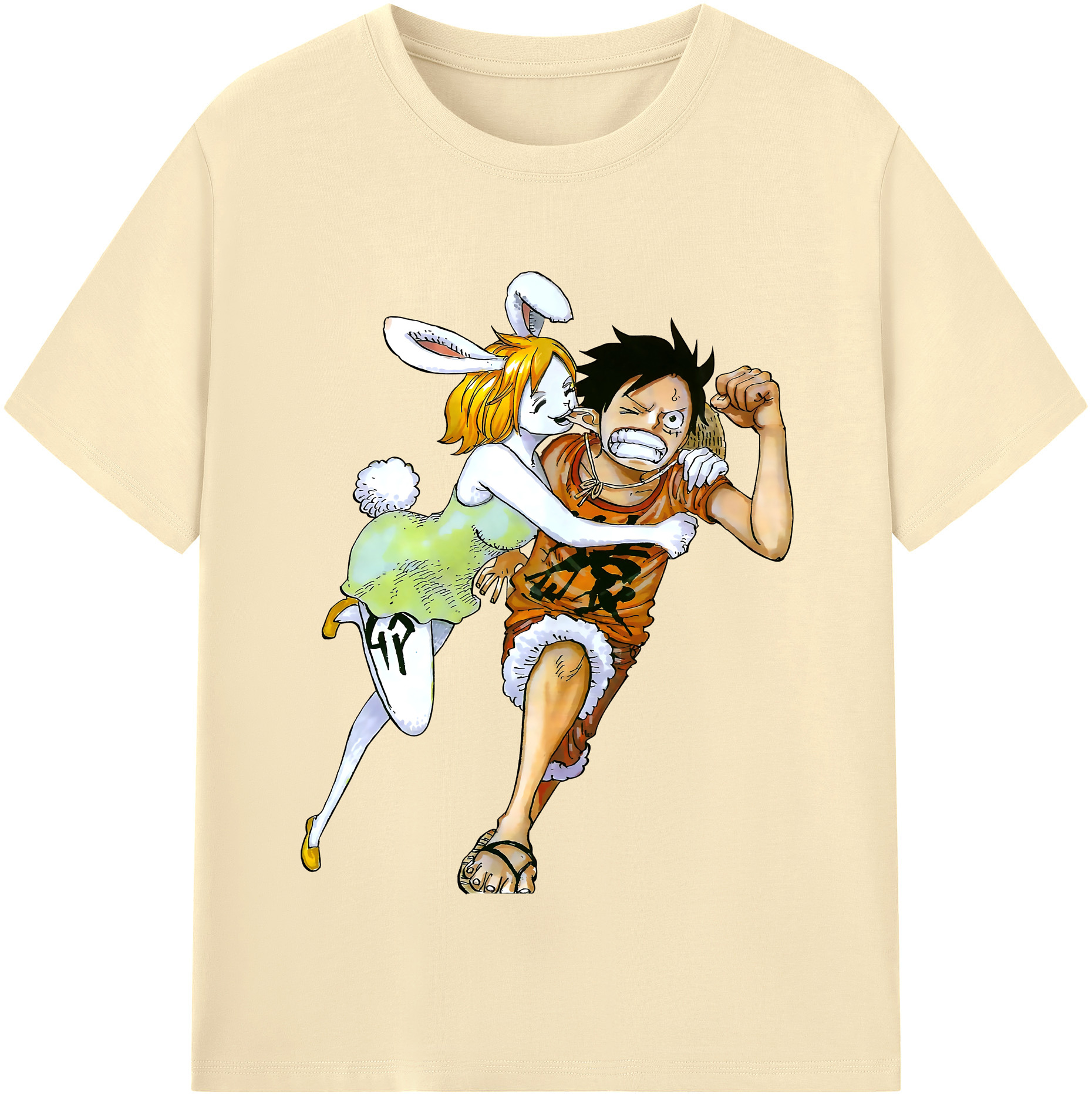 ワンピース モンキー・D・ルフィ ONE PIECE Monkey D. Luffy 綿100％半袖Tシャツ（フロントプリント）