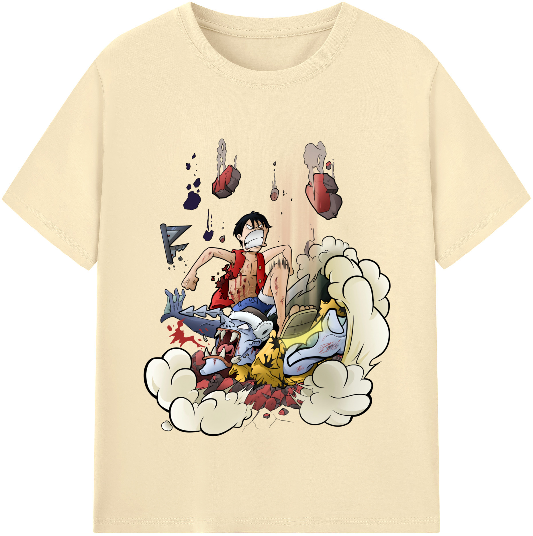 ワンピース モンキー・D・ルフィ ONE PIECE Monkey D. Luffy 綿100％半袖Tシャツ（フロントプリント）