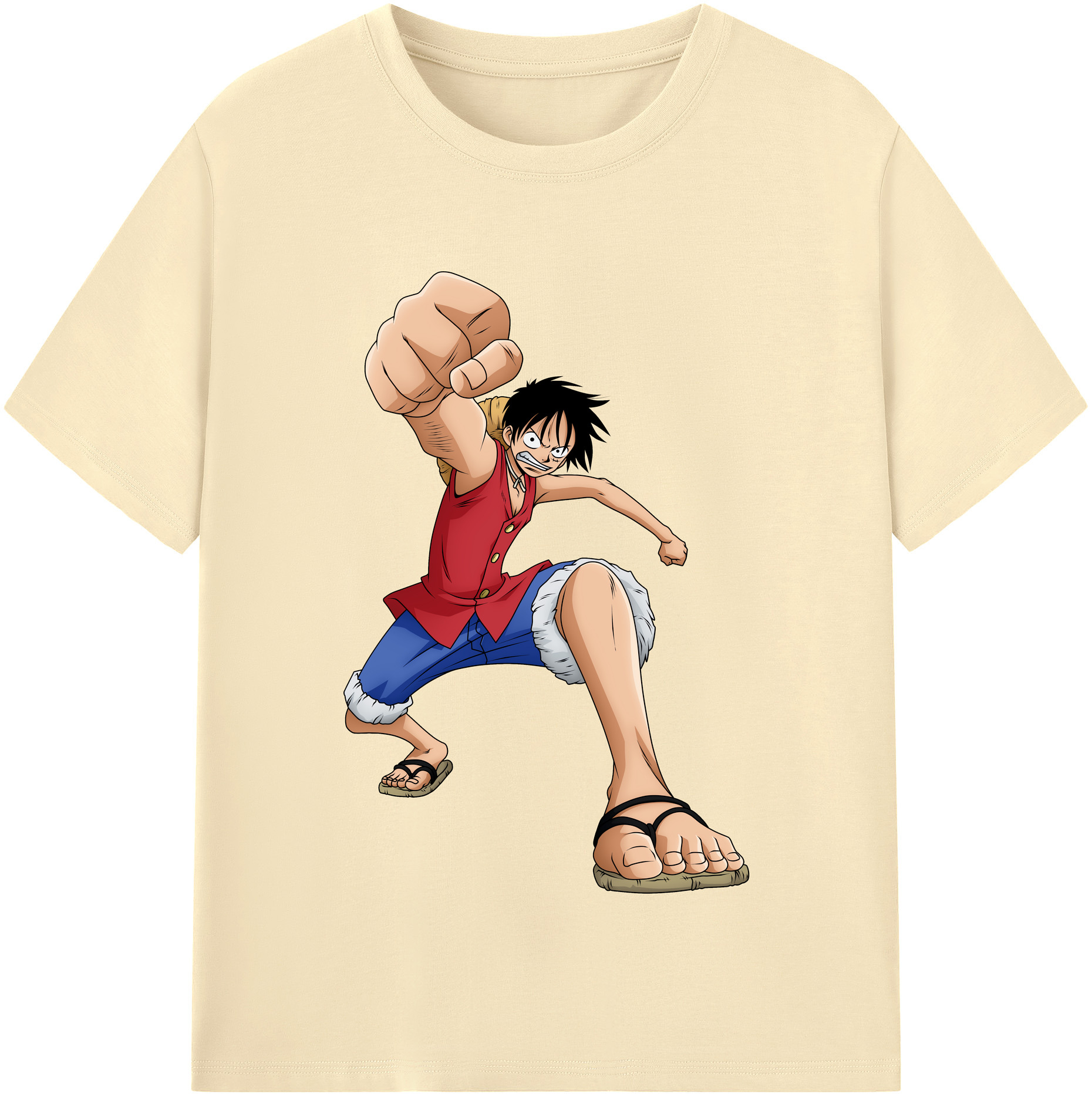 ワンピース モンキー・D・ルフィ ONE PIECE Monkey D. Luffy 綿100％半袖Tシャツ（フロントプリント）