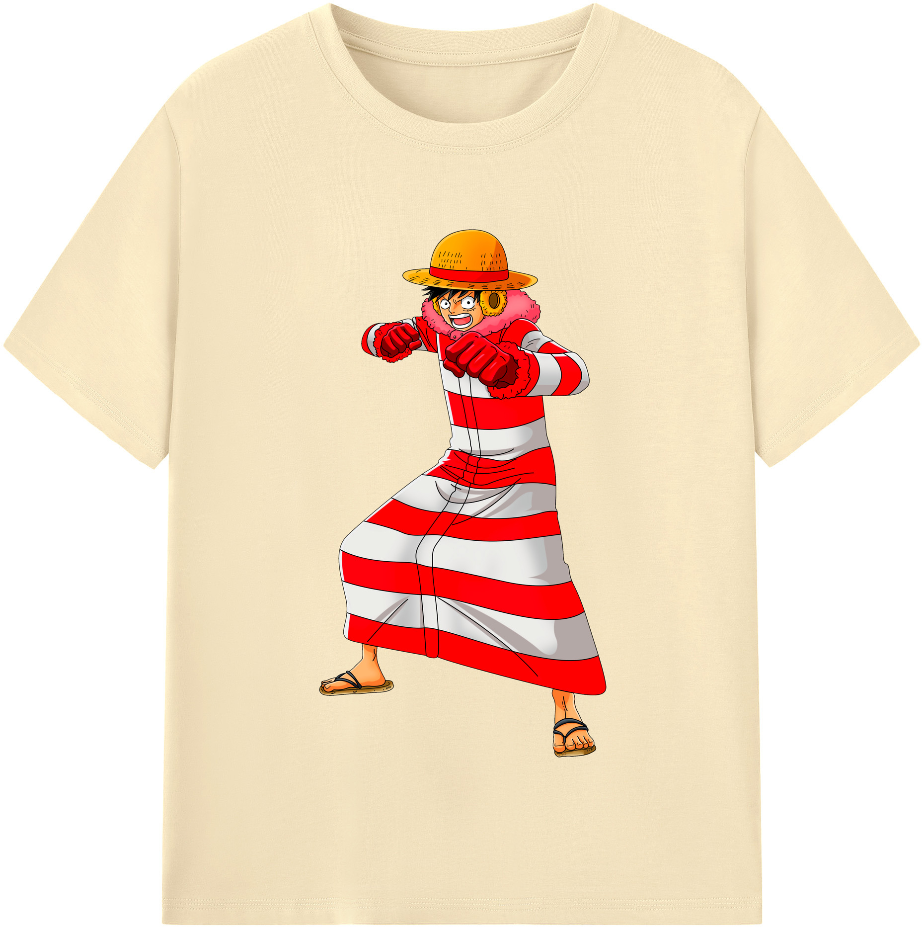 ワンピース モンキー・D・ルフィ ONE PIECE Monkey D. Luffy 綿100％半袖Tシャツ（フロントプリント）