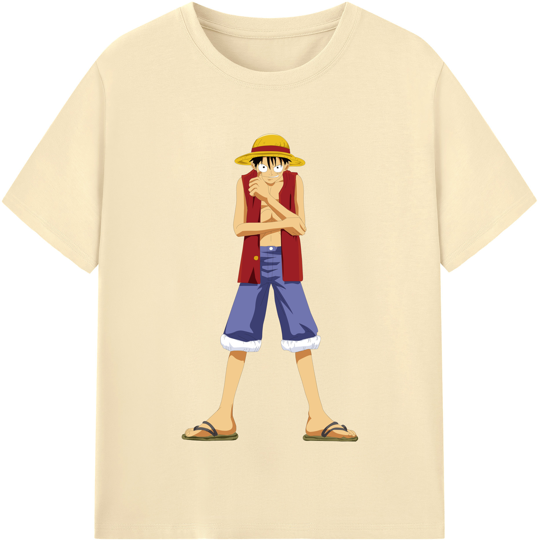 ワンピース モンキー・D・ルフィ ONE PIECE Monkey D. Luffy 綿100％半袖Tシャツ（フロントプリント）