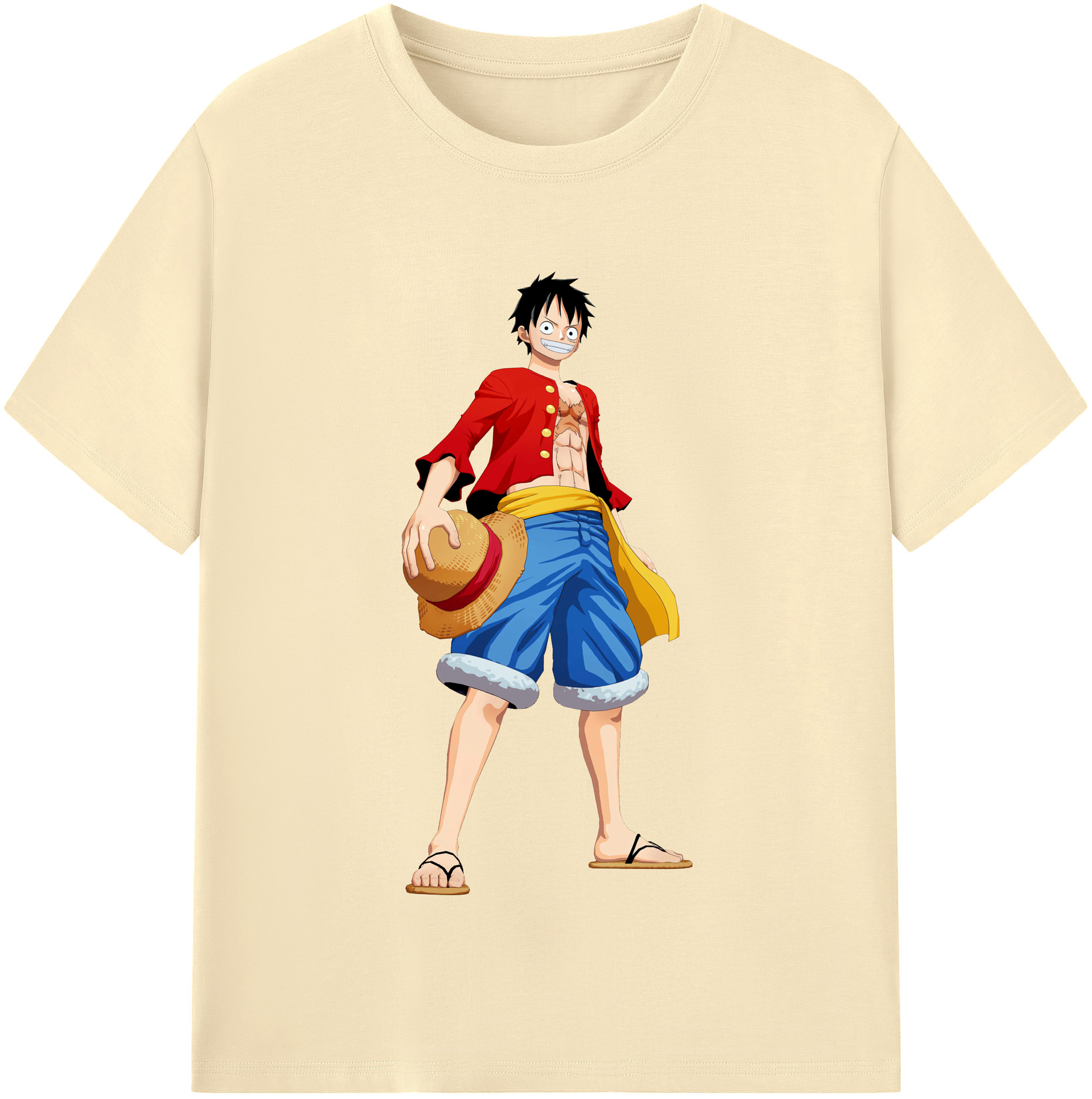 ワンピース モンキー・D・ルフィ ONE PIECE Monkey D. Luffy 綿100％半袖Tシャツ（フロントプリント）