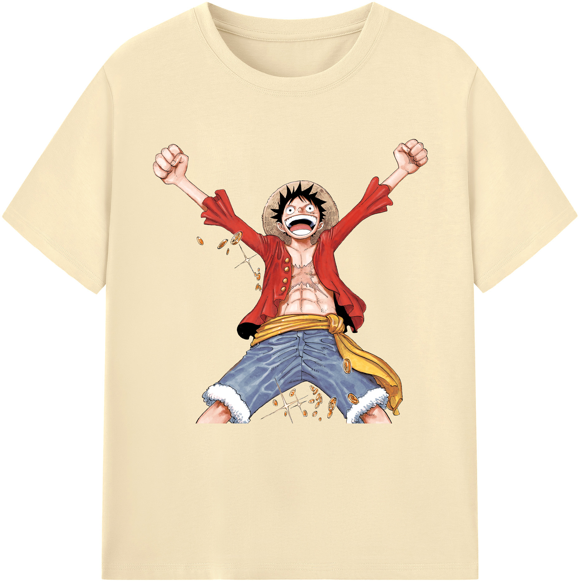 ワンピース モンキー・D・ルフィ ONE PIECE Monkey D. Luffy 綿100％半袖Tシャツ（フロントプリント）
