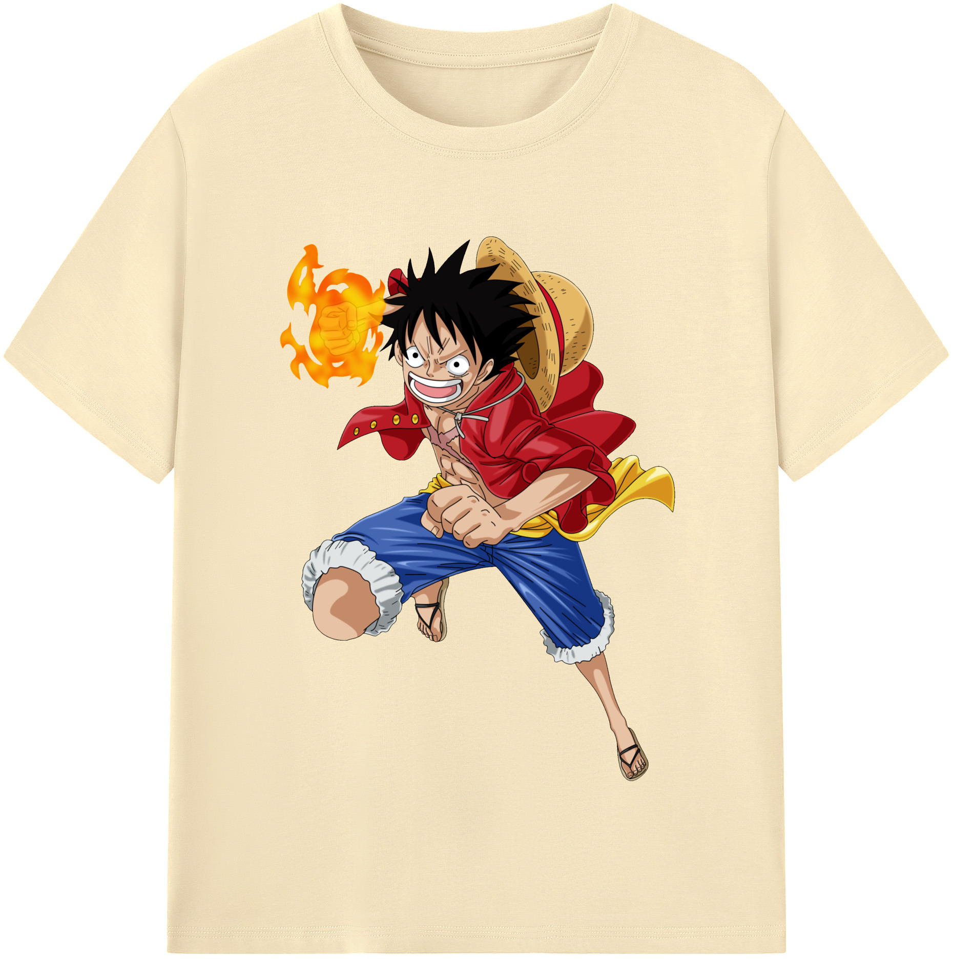 ワンピース モンキー・D・ルフィ ONE PIECE Monkey D. Luffy 綿100％半袖Tシャツ（フロントプリント）