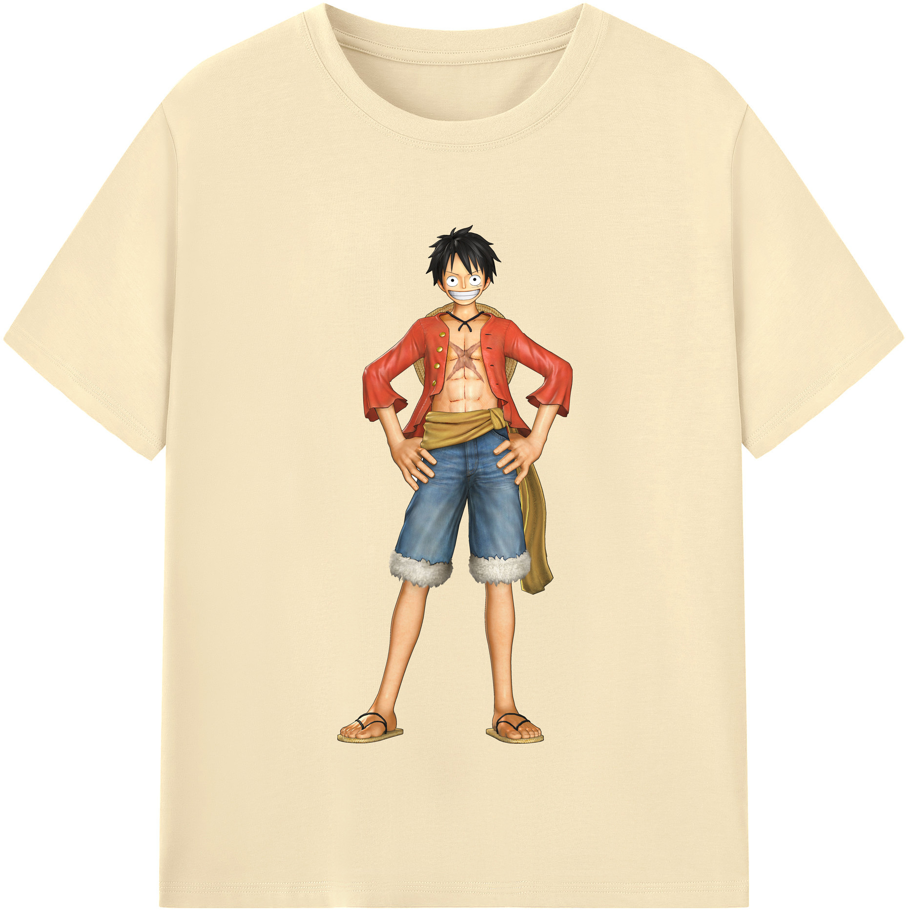 ワンピース モンキー・D・ルフィ ONE PIECE Monkey D. Luffy 綿100％半袖Tシャツ（フロントプリント）
