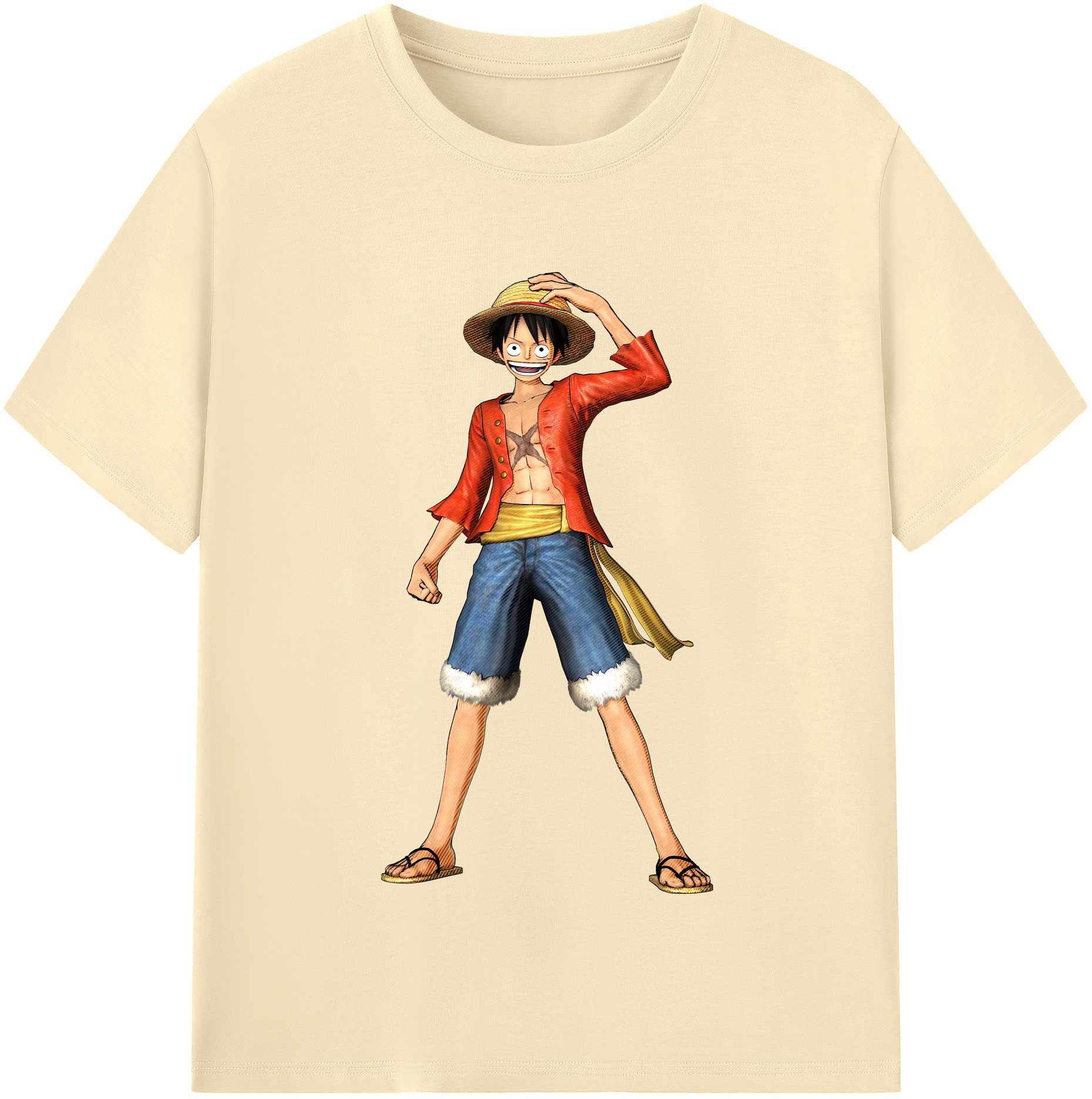ワンピース モンキー・D・ルフィ ONE PIECE Monkey D. Luffy 綿100％半袖Tシャツ（フロントプリント）