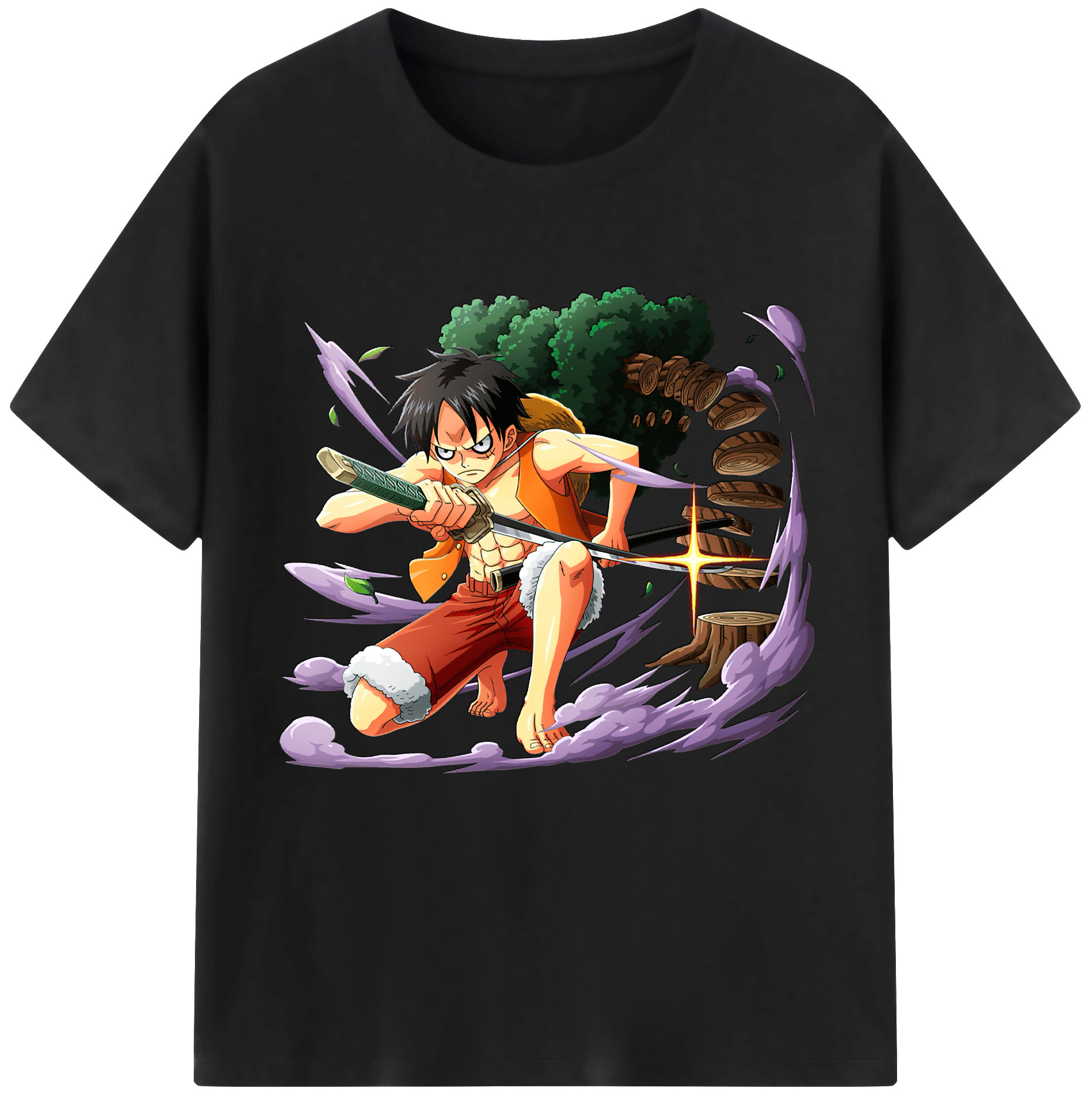 ワンピース モンキー・D・ルフィ ONE PIECE Monkey D. Luffy 綿100％半袖Tシャツ（フロントプリント）