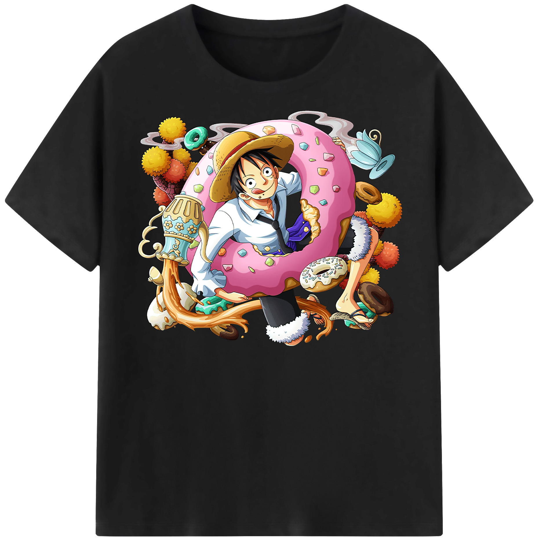 ワンピース モンキー・D・ルフィ ONE PIECE Monkey D. Luffy 綿100％半袖Tシャツ（フロントプリント）