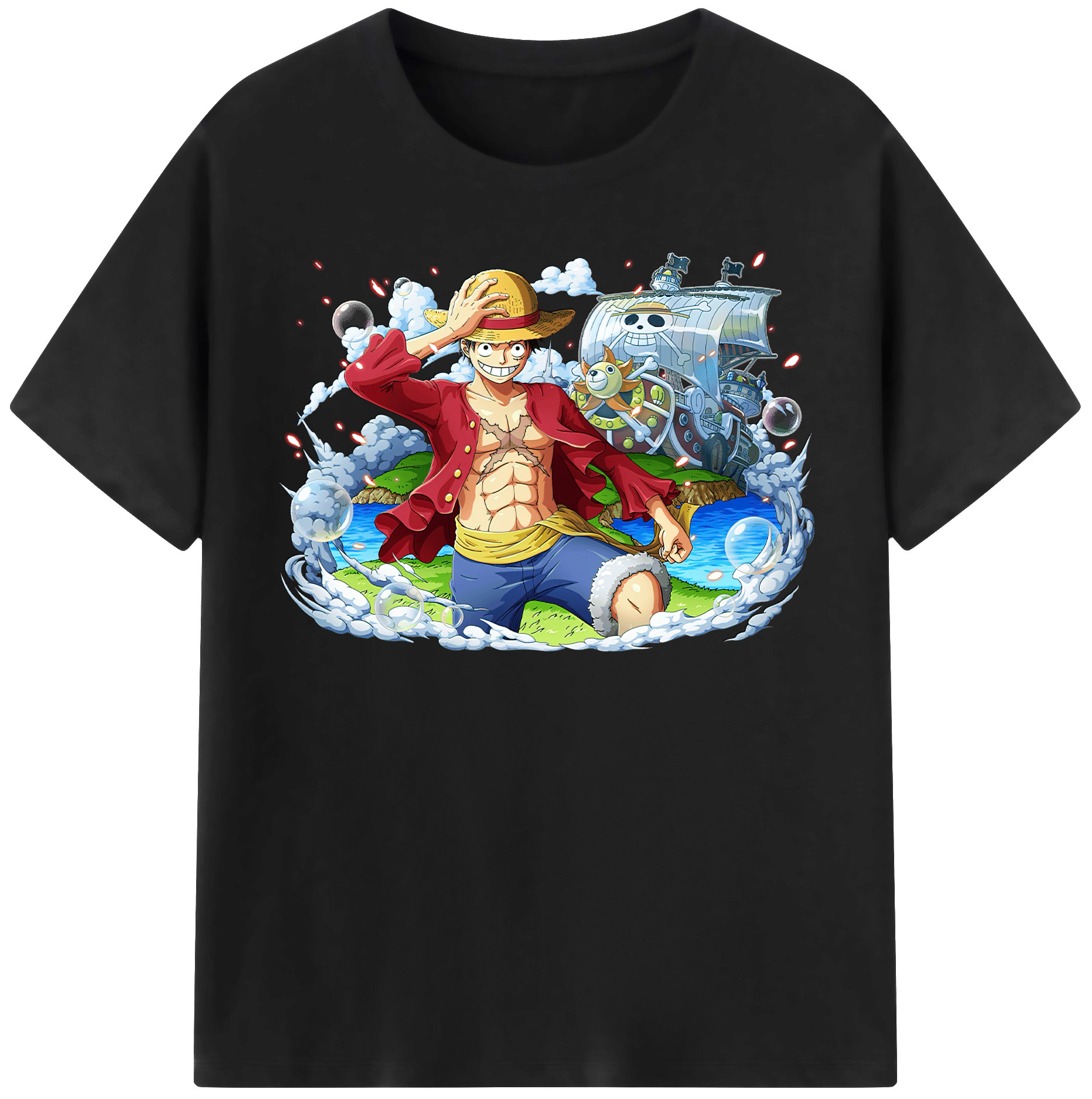 ワンピース モンキー・D・ルフィ ONE PIECE Monkey D. Luffy 綿100％半袖Tシャツ（フロントプリント）