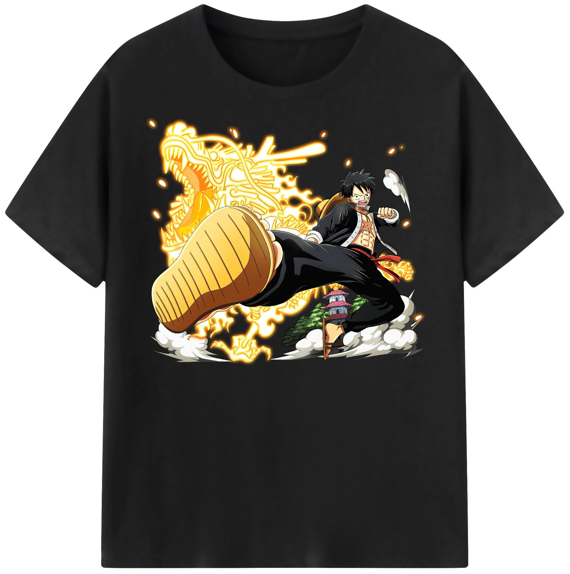 ワンピース モンキー・D・ルフィ ONE PIECE Monkey D. Luffy 綿100％半袖Tシャツ（フロントプリント）