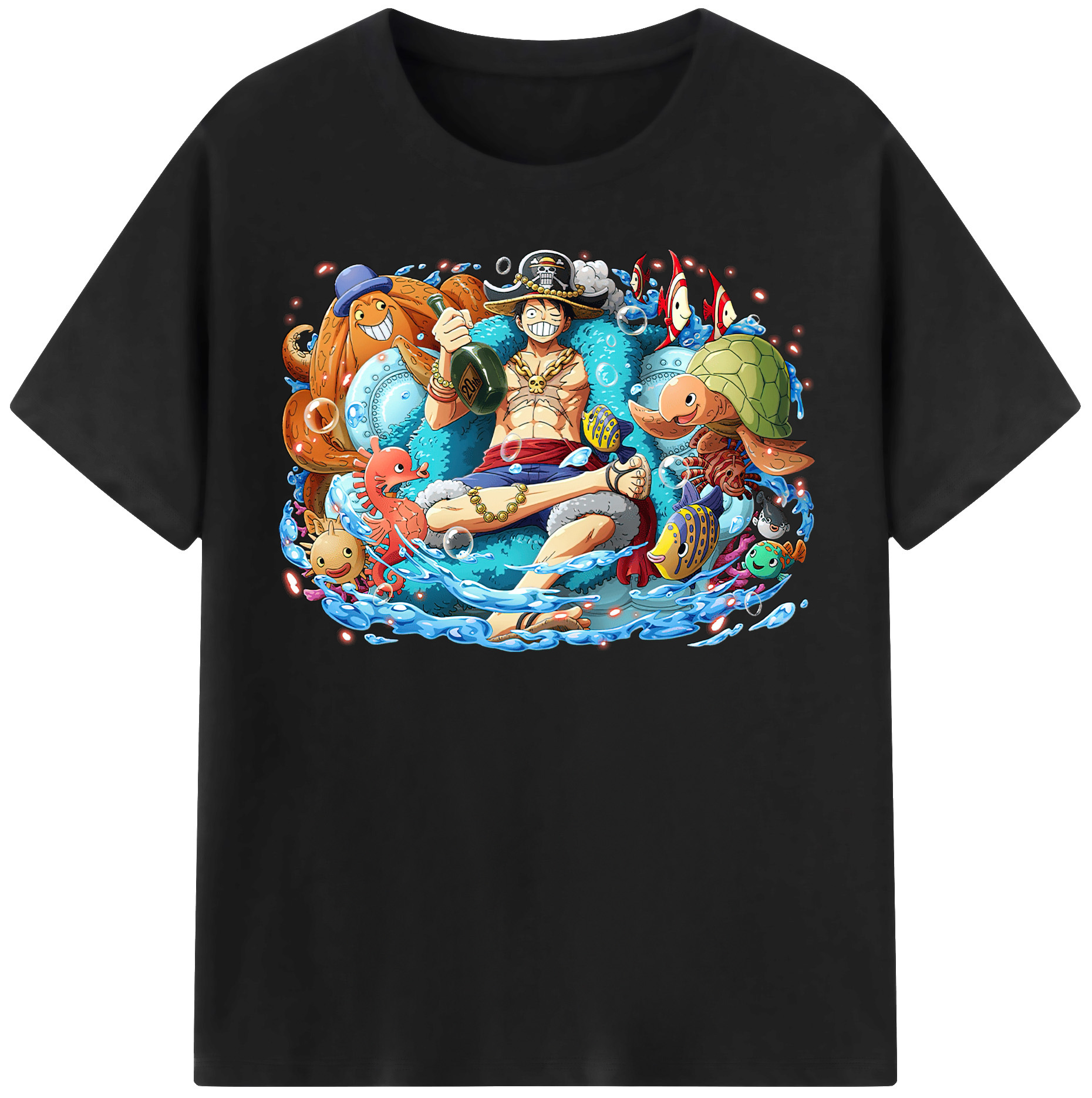 ワンピース モンキー・D・ルフィ ONE PIECE Monkey D. Luffy 綿100％半袖Tシャツ（フロントプリント）