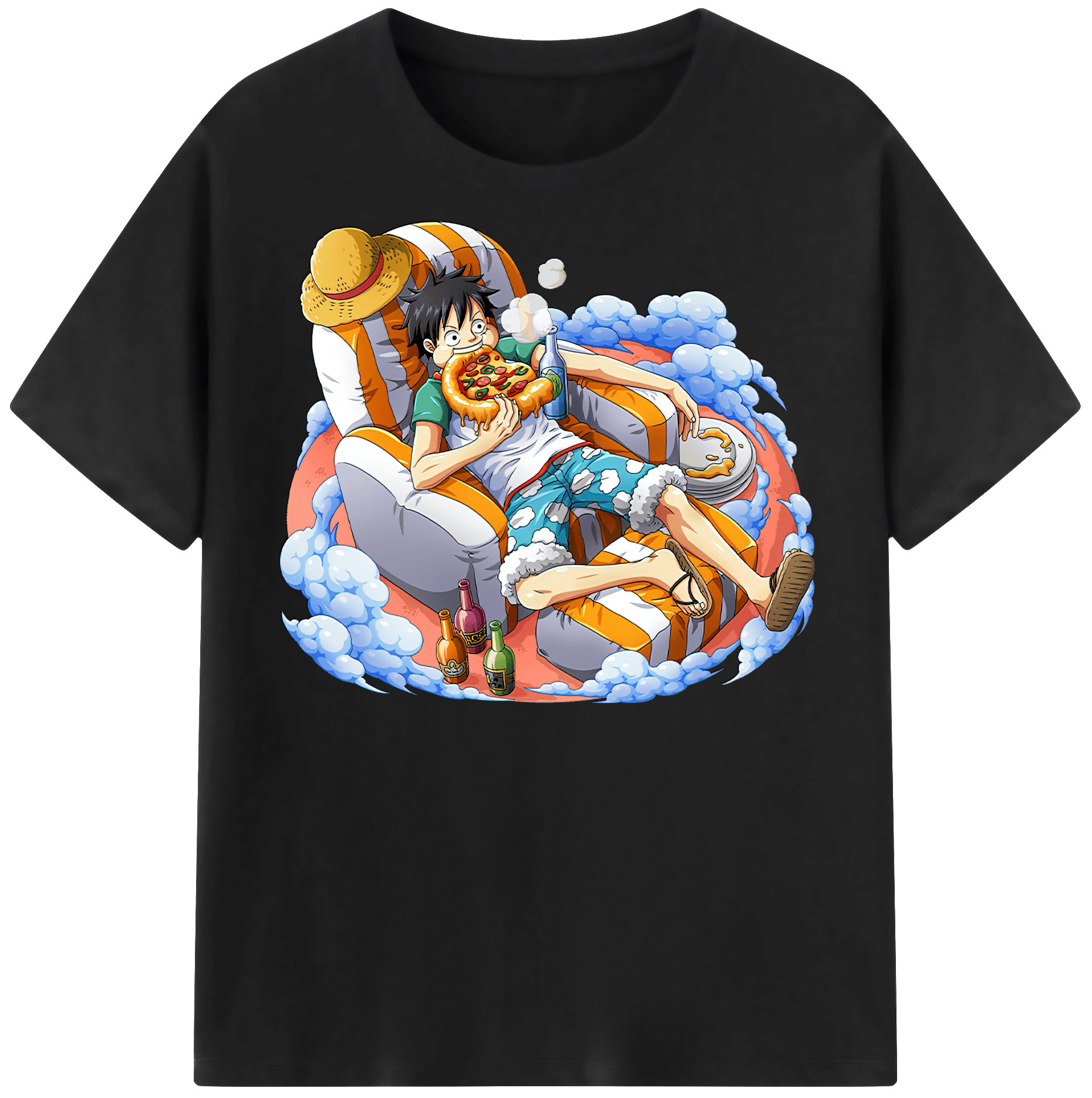 ワンピース モンキー・D・ルフィ ONE PIECE Monkey D. Luffy 綿100％半袖Tシャツ（フロントプリント）