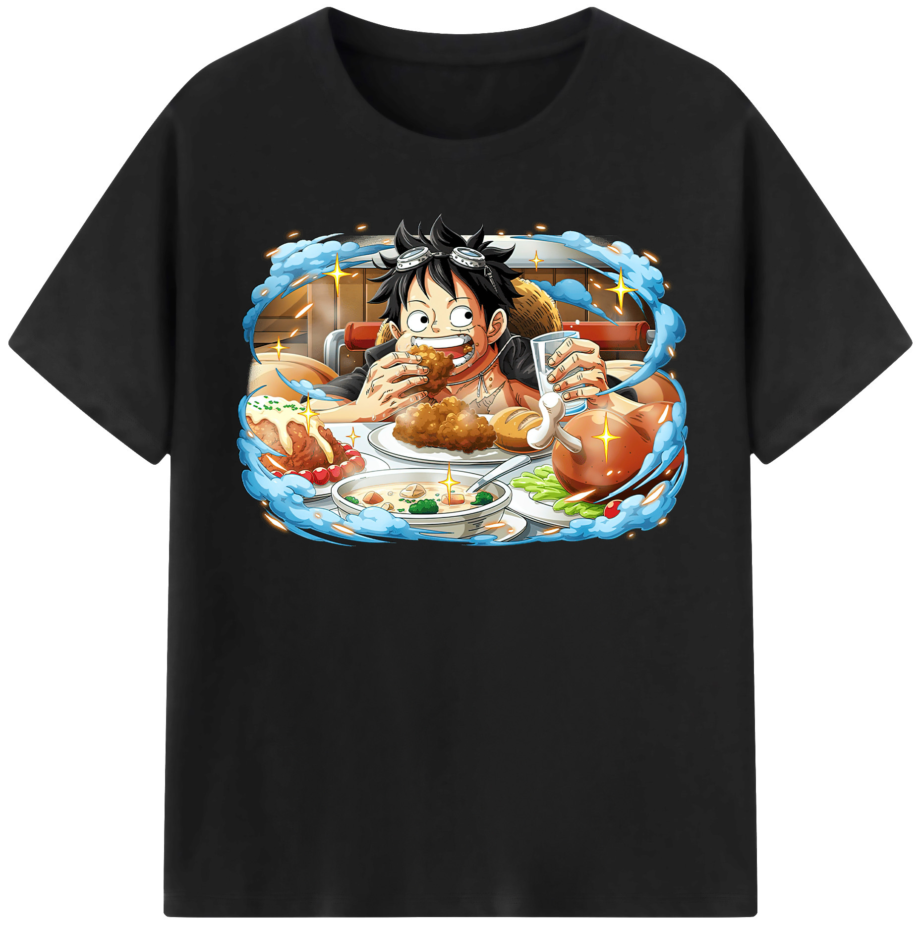 ワンピース モンキー・D・ルフィ ONE PIECE Monkey D. Luffy 綿100％半袖Tシャツ（フロントプリント）