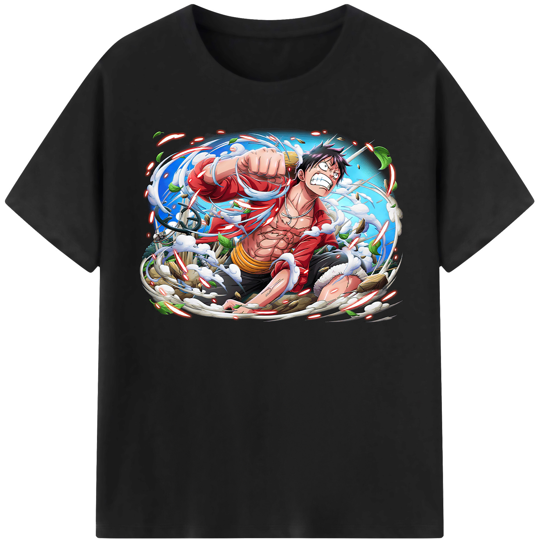 ワンピース モンキー・D・ルフィ ONE PIECE Monkey D. Luffy 綿100％半袖Tシャツ（フロントプリント）