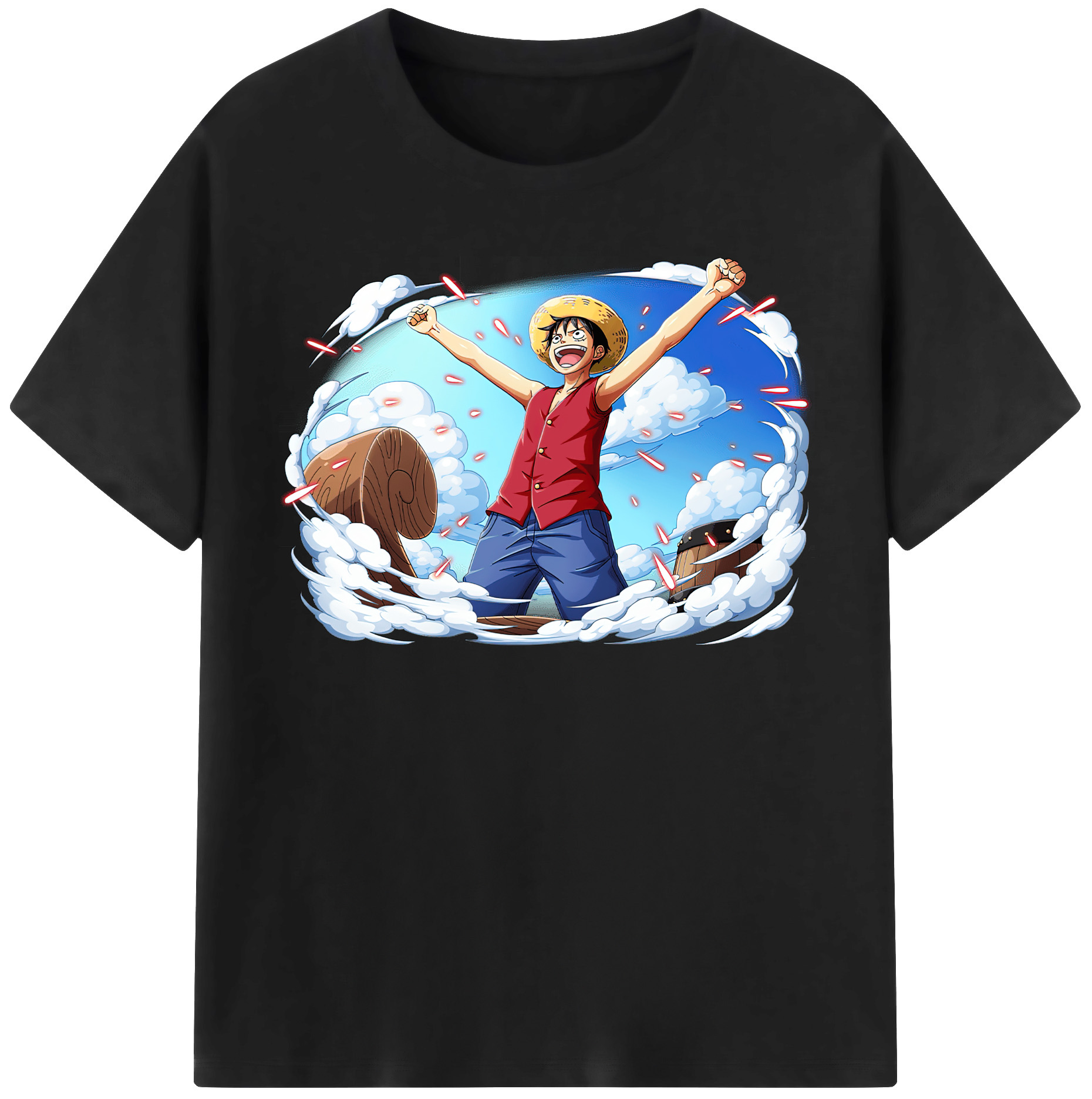 ワンピース モンキー・D・ルフィ ONE PIECE Monkey D. Luffy 綿100％半袖Tシャツ（フロントプリント）
