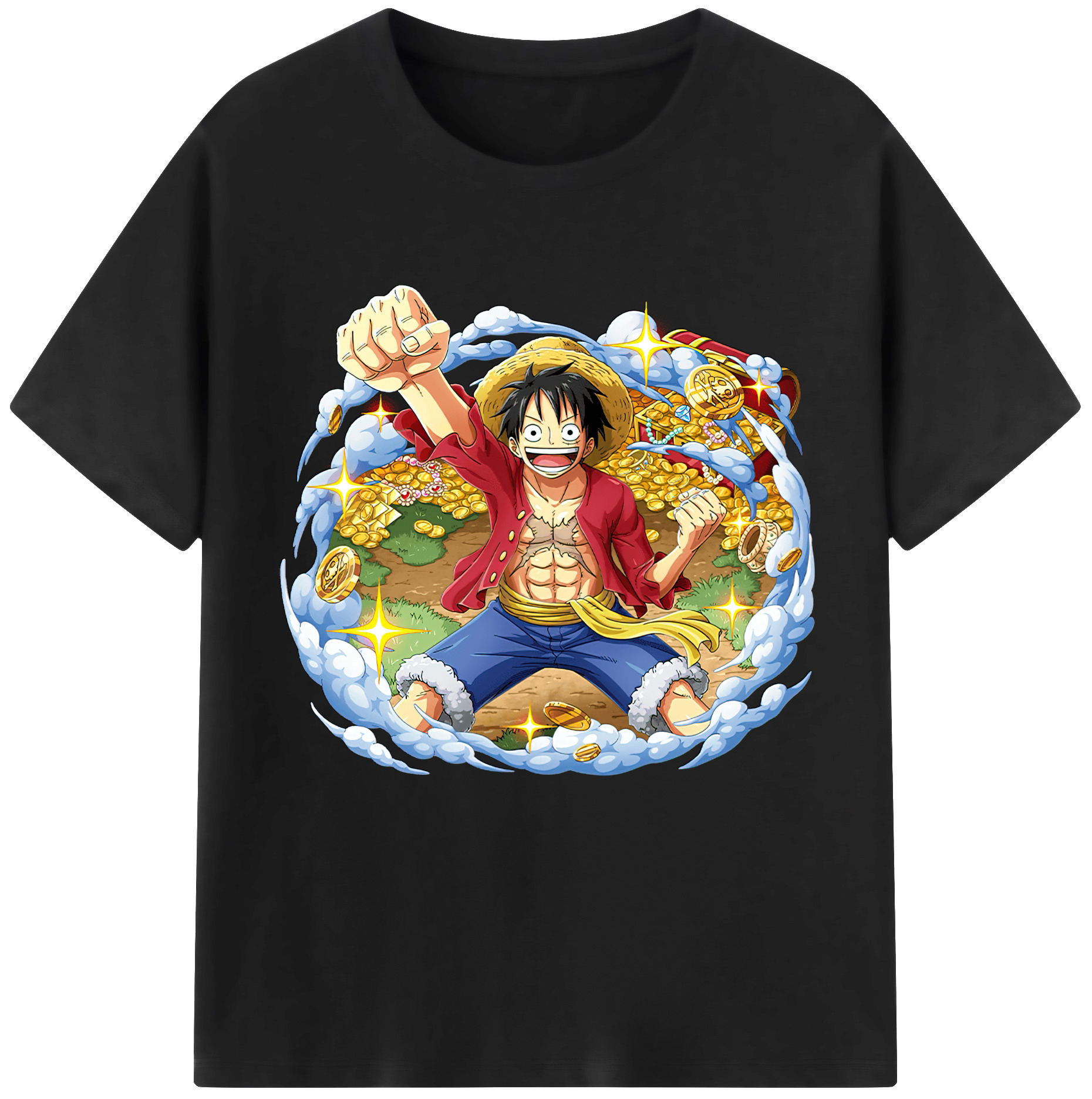 ワンピース モンキー・D・ルフィ ONE PIECE Monkey D. Luffy 綿100％半袖Tシャツ（フロントプリント）