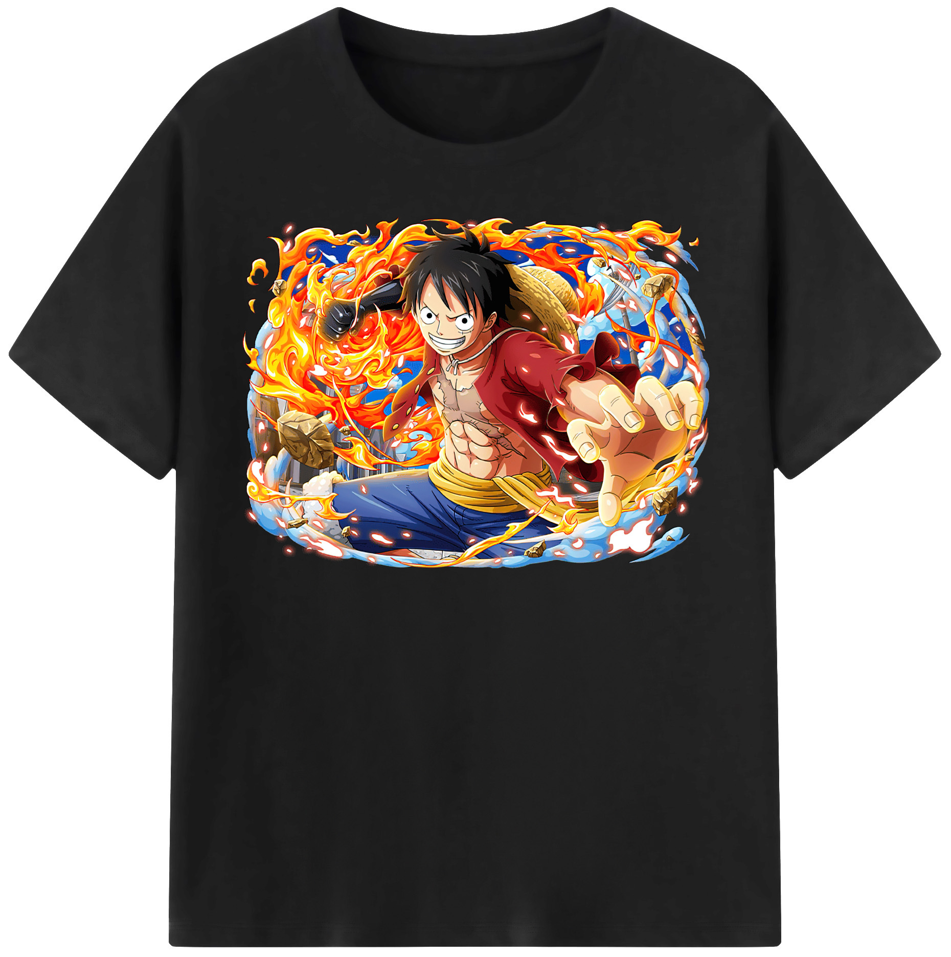 ワンピース モンキー・D・ルフィ ONE PIECE Monkey D. Luffy 綿100％半袖Tシャツ（フロントプリント）