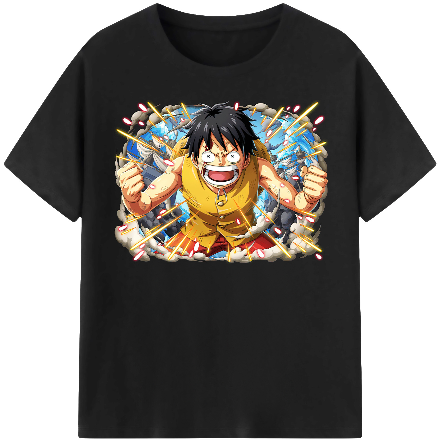 ワンピース モンキー・D・ルフィ ONE PIECE Monkey D. Luffy 綿100％半袖Tシャツ（フロントプリント）