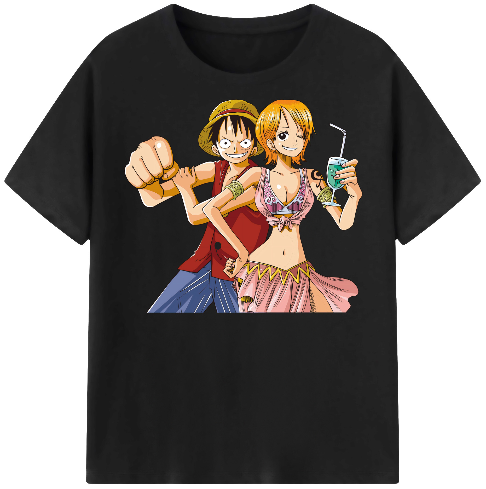 ワンピース モンキー・D・ルフィ ONE PIECE Monkey D. Luffy 綿100％半袖Tシャツ（フロントプリント）