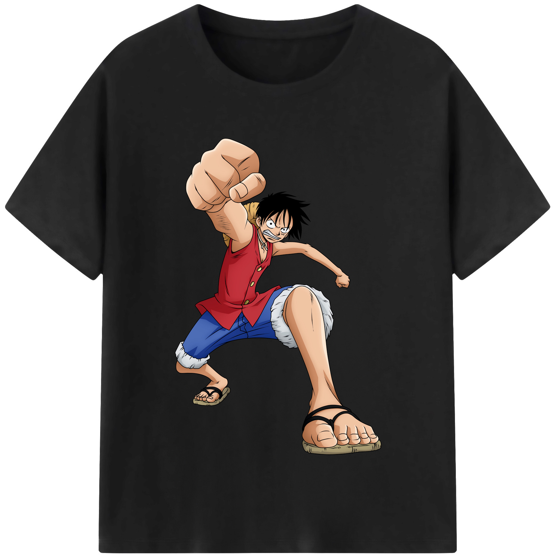 ワンピース モンキー・D・ルフィ ONE PIECE Monkey D. Luffy 綿100％半袖Tシャツ（フロントプリント）