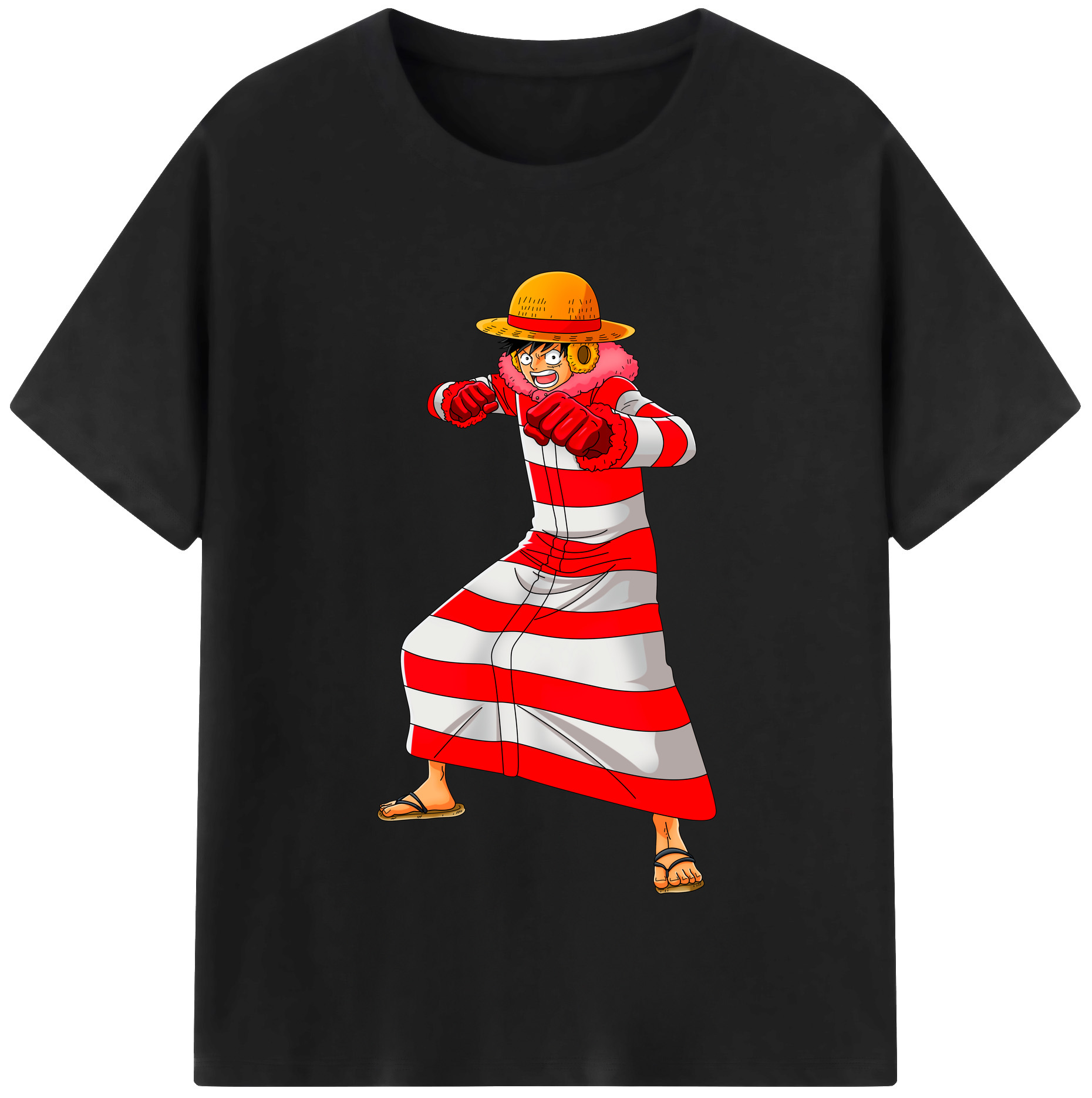 ワンピース モンキー・D・ルフィ ONE PIECE Monkey D. Luffy 綿100％半袖Tシャツ（フロントプリント）