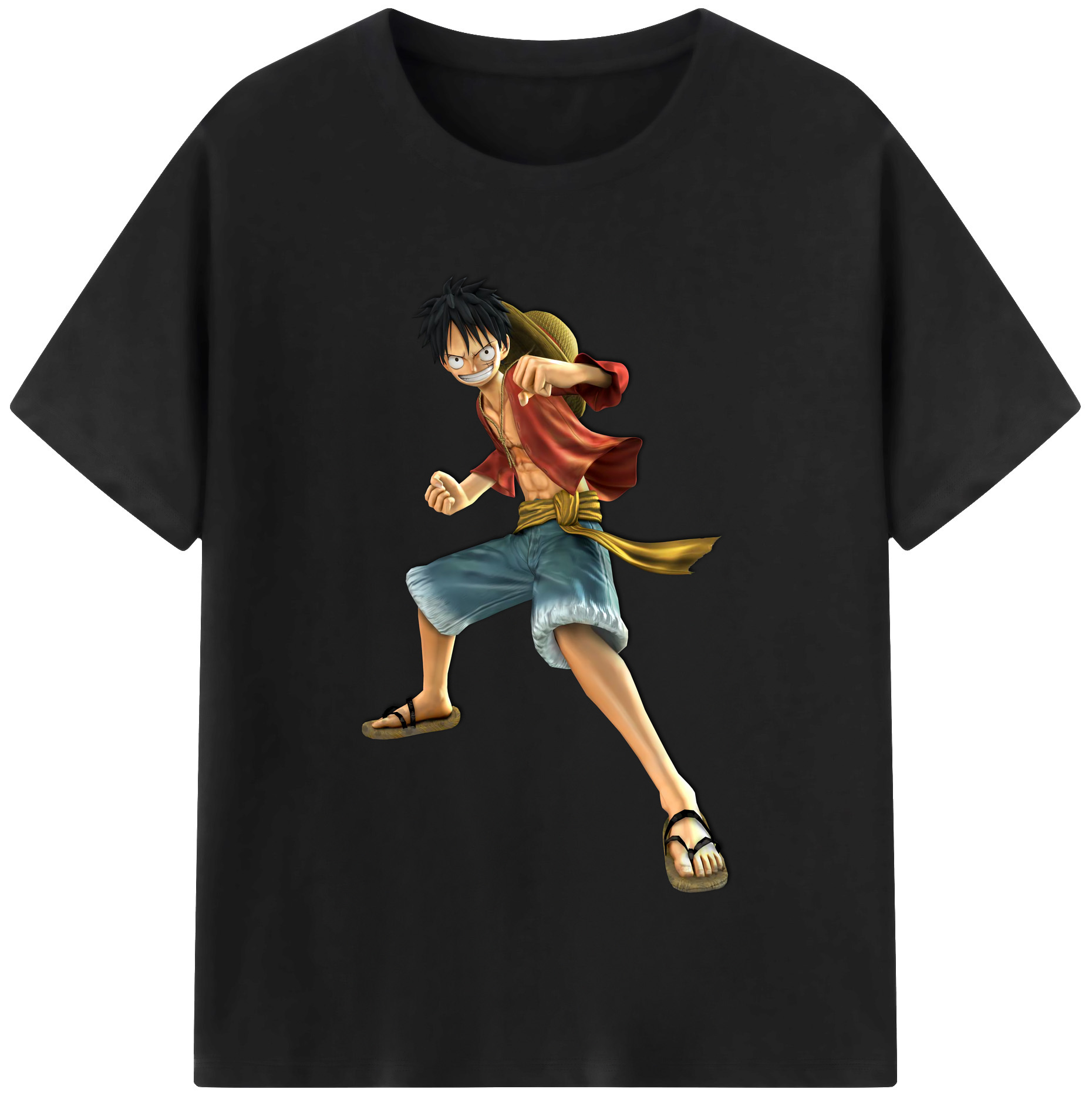 ワンピース モンキー・D・ルフィ ONE PIECE Monkey D. Luffy 綿100％半袖Tシャツ（フロントプリント）