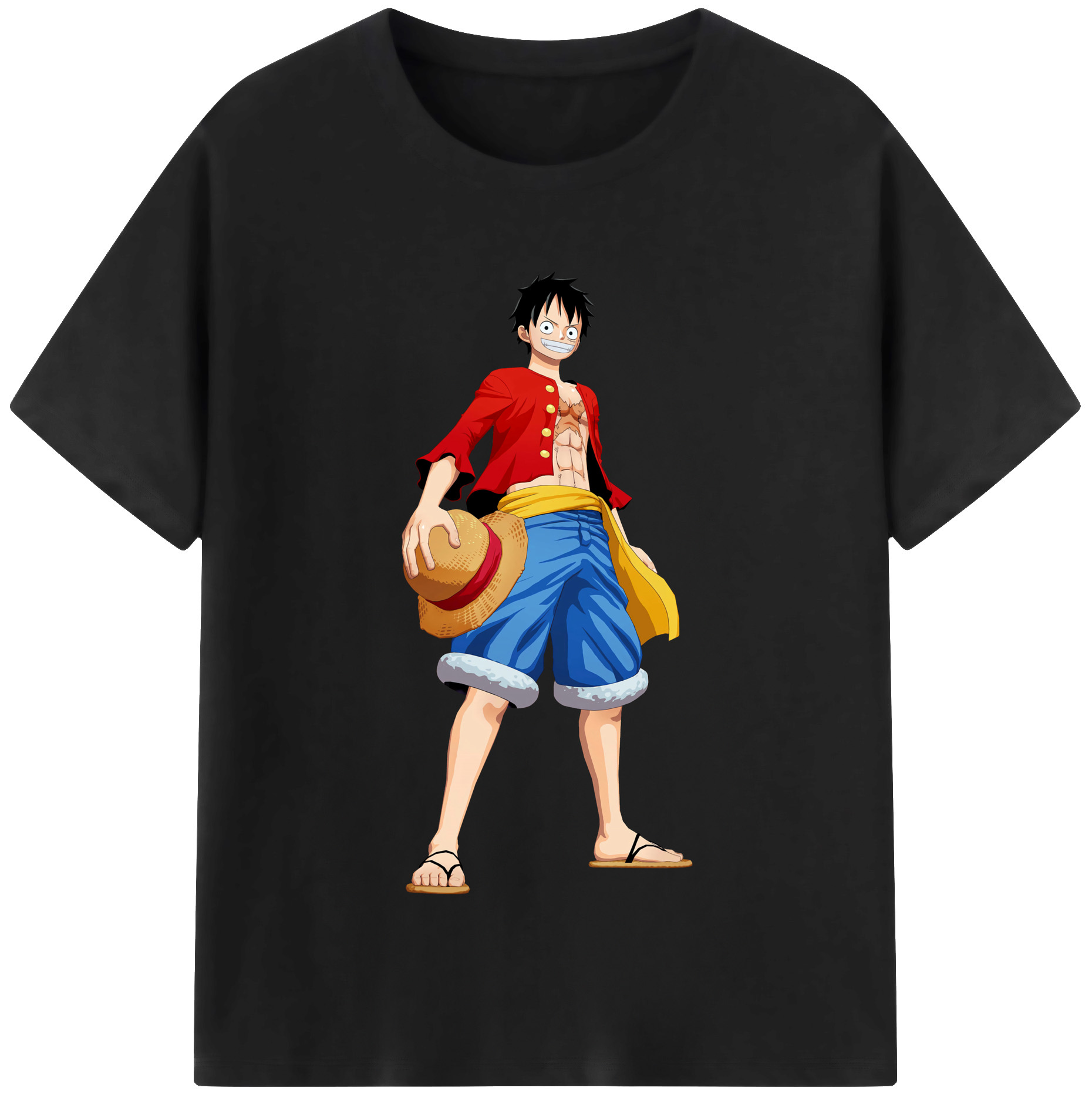 ワンピース モンキー・D・ルフィ ONE PIECE Monkey D. Luffy 綿100％半袖Tシャツ（フロントプリント）