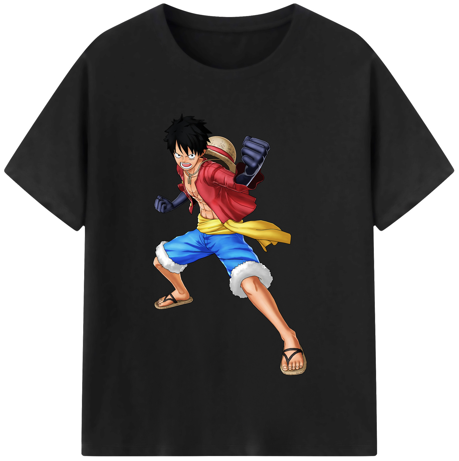 ワンピース モンキー・D・ルフィ ONE PIECE Monkey D. Luffy 綿100％半袖Tシャツ（フロントプリント）