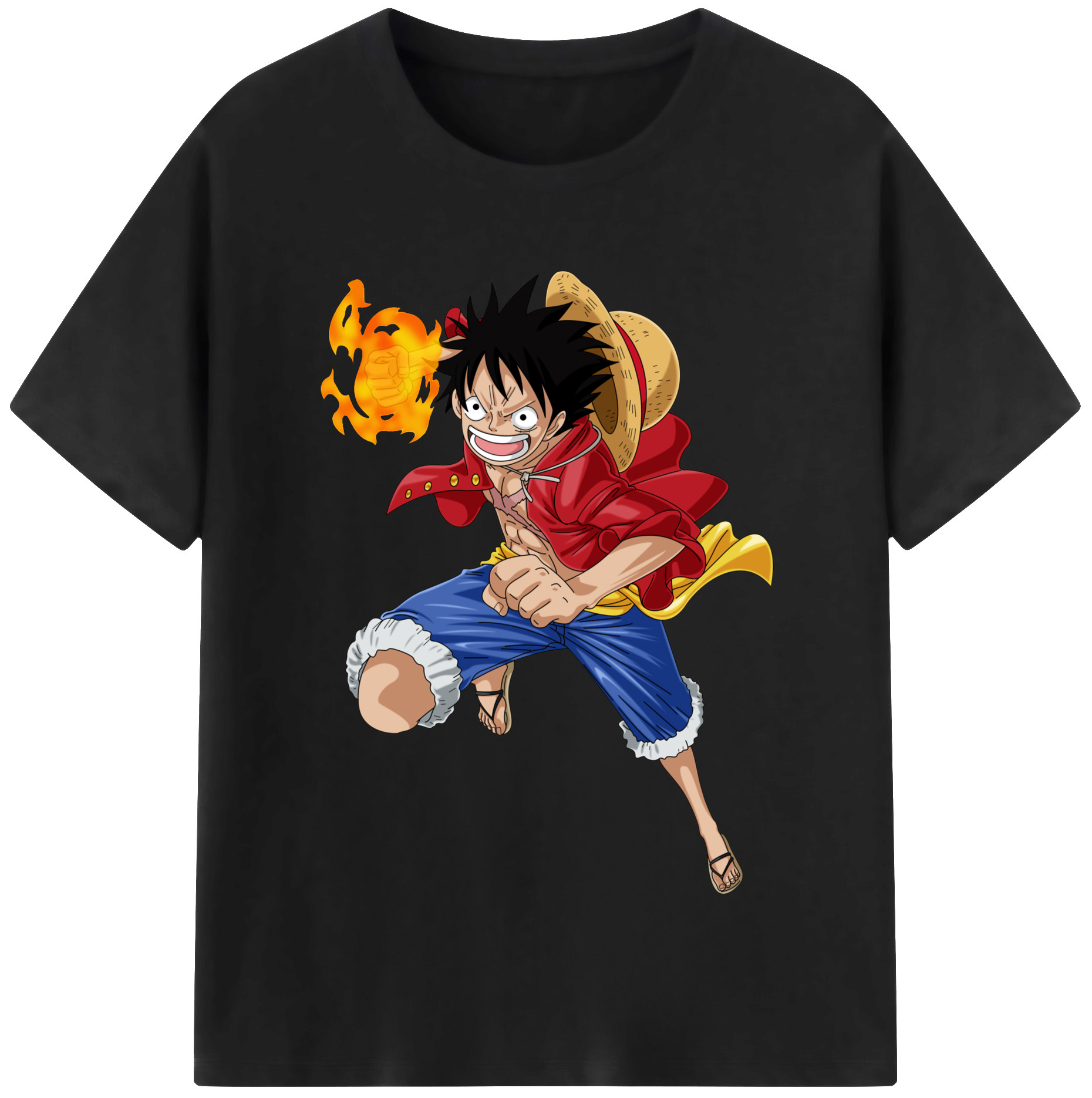 ワンピース モンキー・D・ルフィ ONE PIECE Monkey D. Luffy 綿100％半袖Tシャツ（フロントプリント）