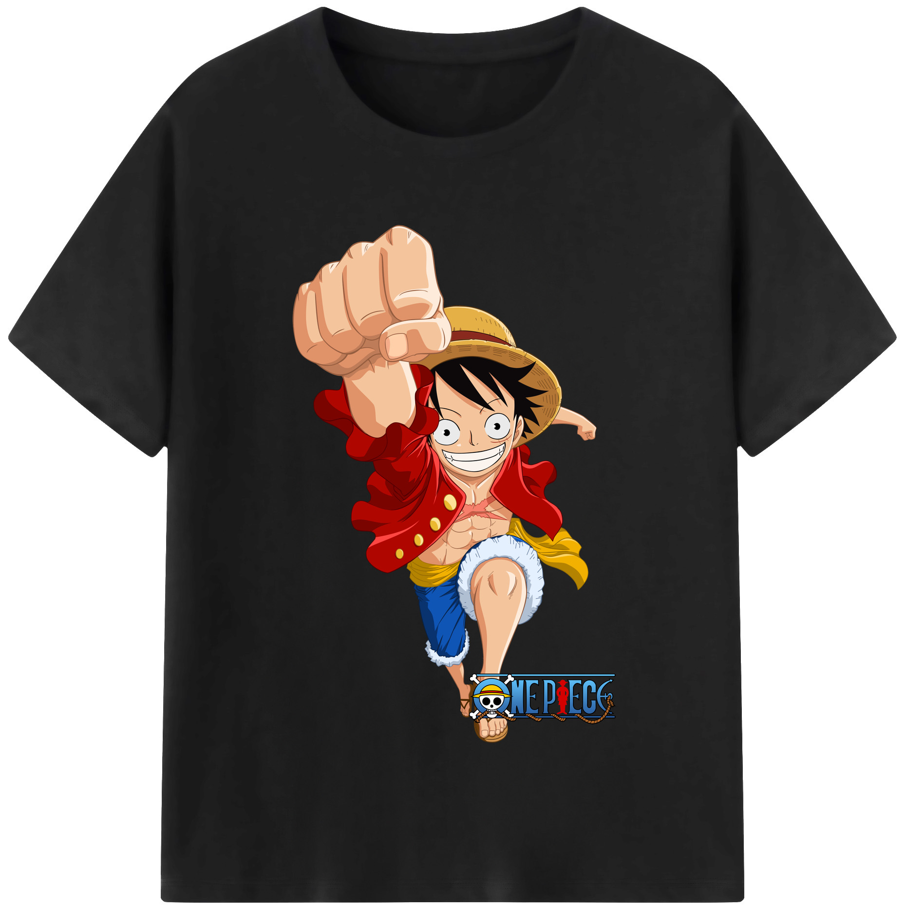 ワンピース モンキー・D・ルフィ ONE PIECE Monkey D. Luffy 綿100％半袖Tシャツ（フロントプリント）