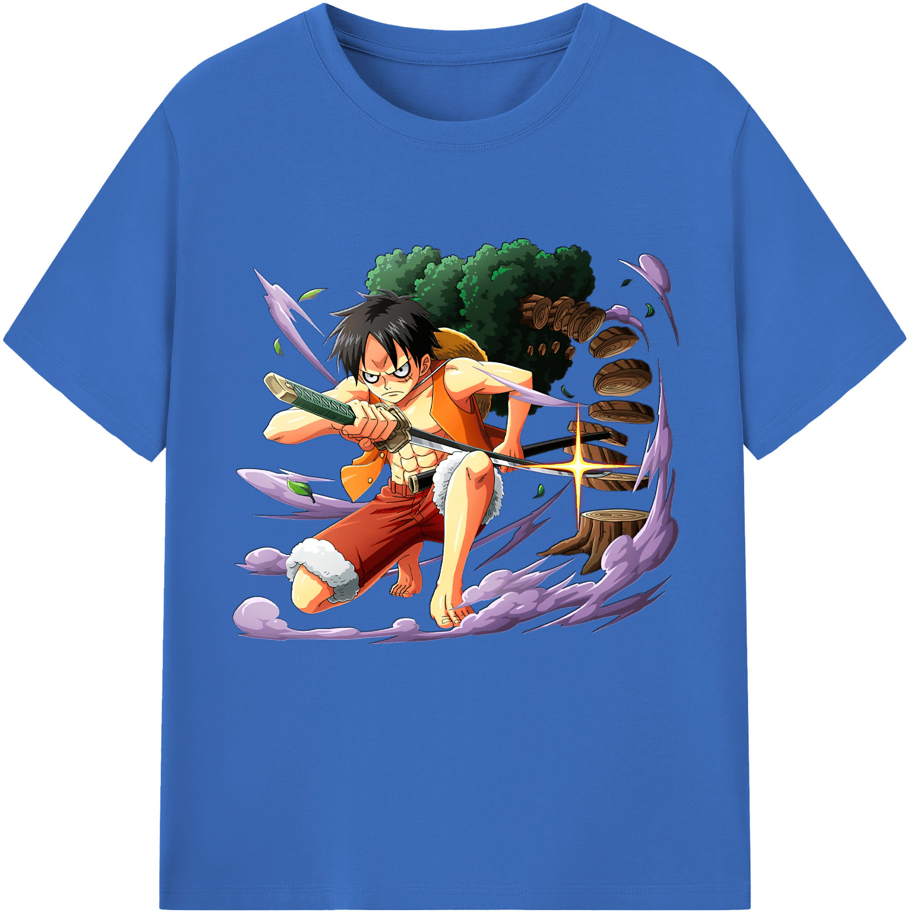 ワンピース モンキー・D・ルフィ ONE PIECE Monkey D. Luffy 綿100％半袖Tシャツ（フロントプリント）
