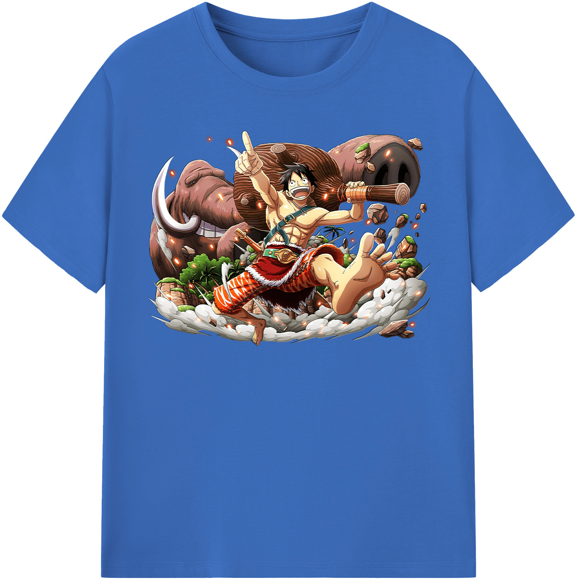 ワンピース モンキー・D・ルフィ ONE PIECE Monkey D. Luffy 綿100％半袖Tシャツ（フロントプリント）
