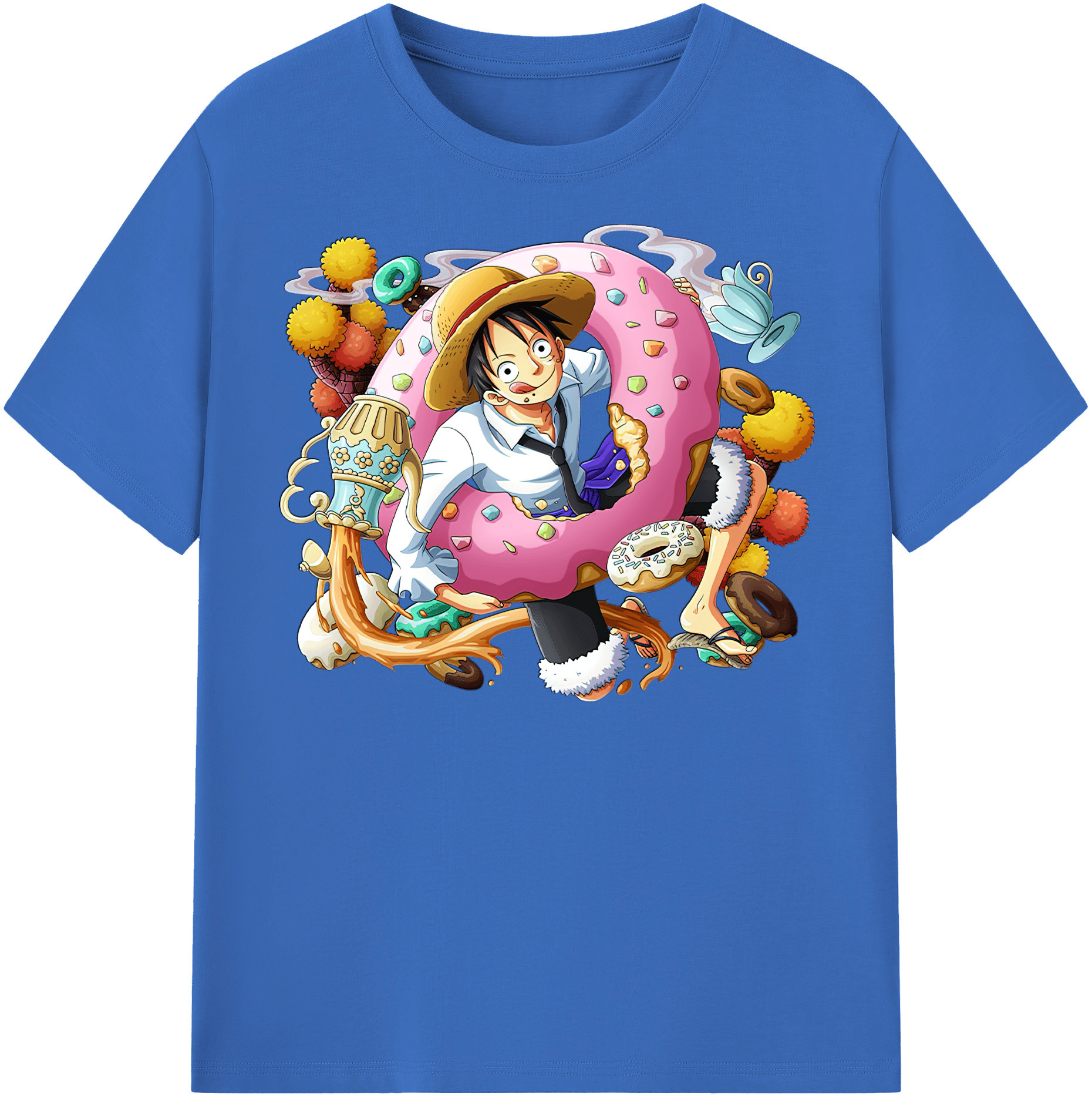 ワンピース モンキー・D・ルフィ ONE PIECE Monkey D. Luffy 綿100％半袖Tシャツ（フロントプリント）