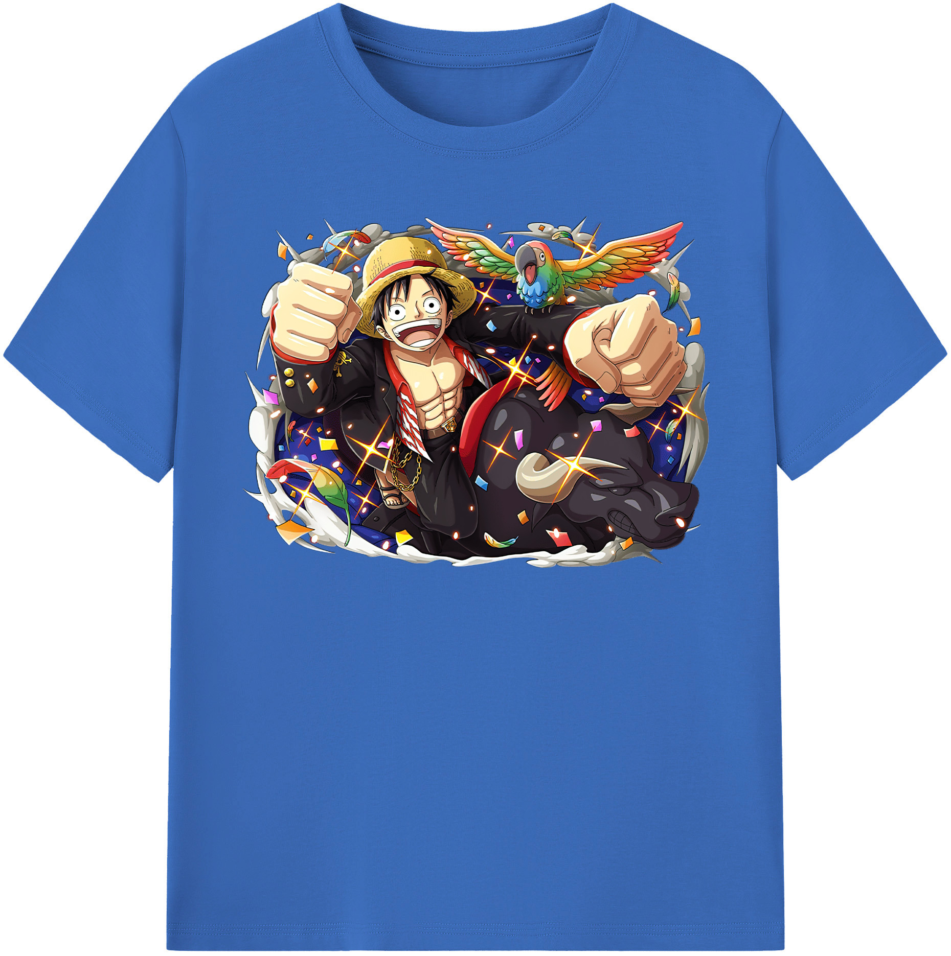 ワンピース モンキー・D・ルフィ ONE PIECE Monkey D. Luffy 綿100％半袖Tシャツ（フロントプリント）