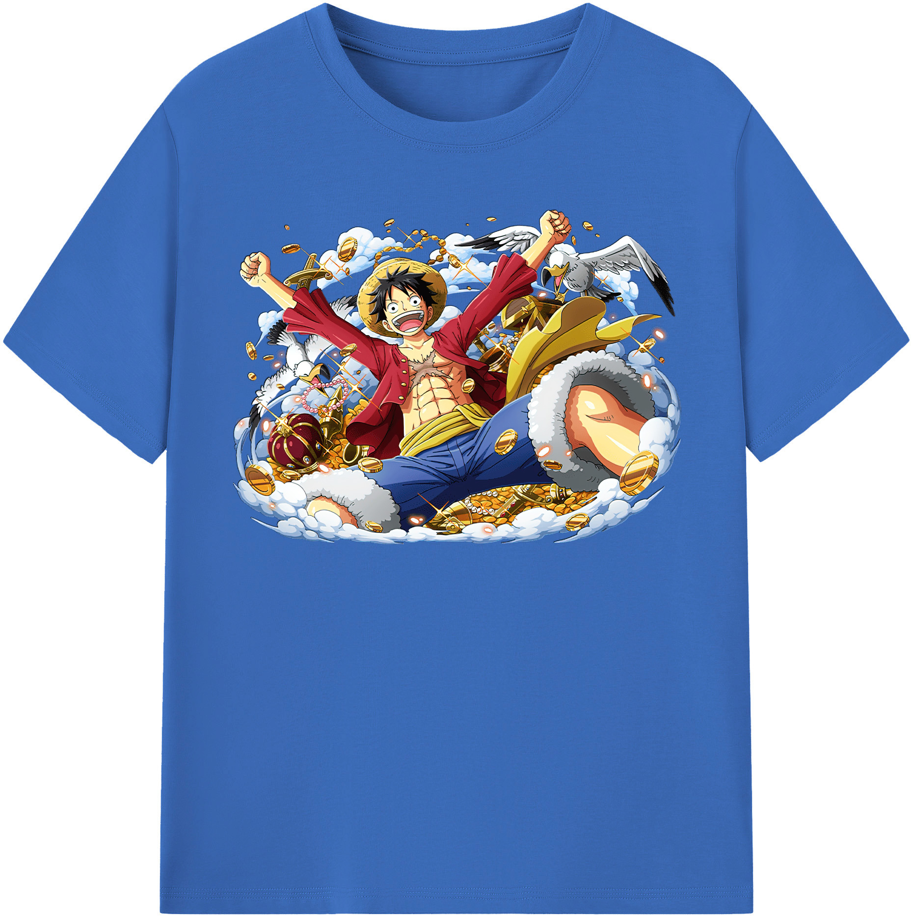 ワンピース モンキー・D・ルフィ ONE PIECE Monkey D. Luffy 綿100％半袖Tシャツ（フロントプリント）