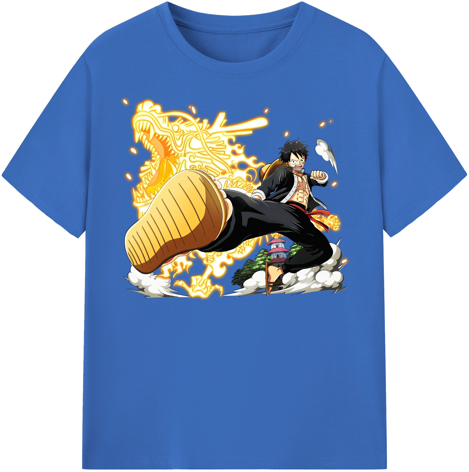 ワンピース モンキー・D・ルフィ ONE PIECE Monkey D. Luffy 綿100％半袖Tシャツ（フロントプリント）